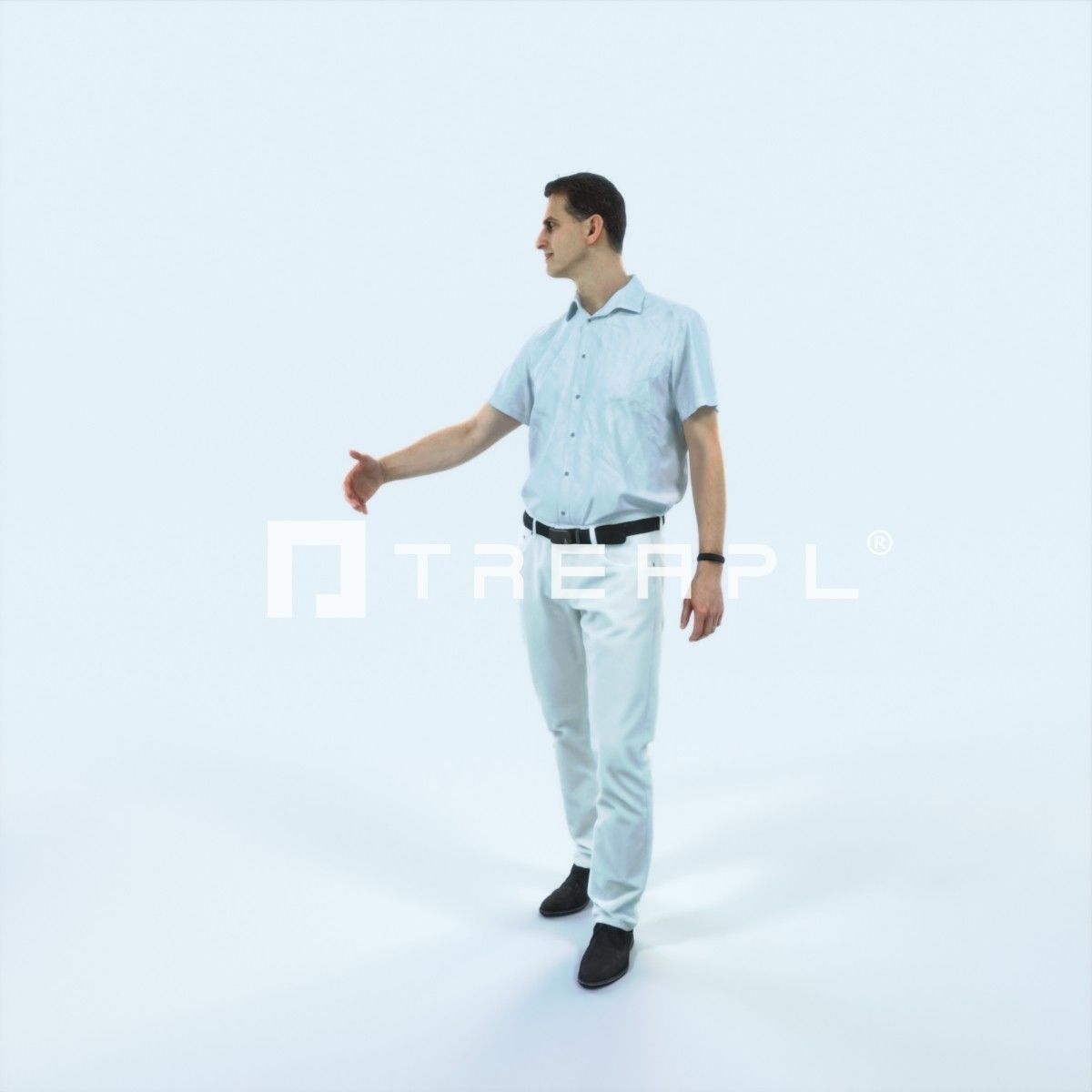 Romance 04M Couple Listening listening walking Casual Man Low-poly 3D model_5