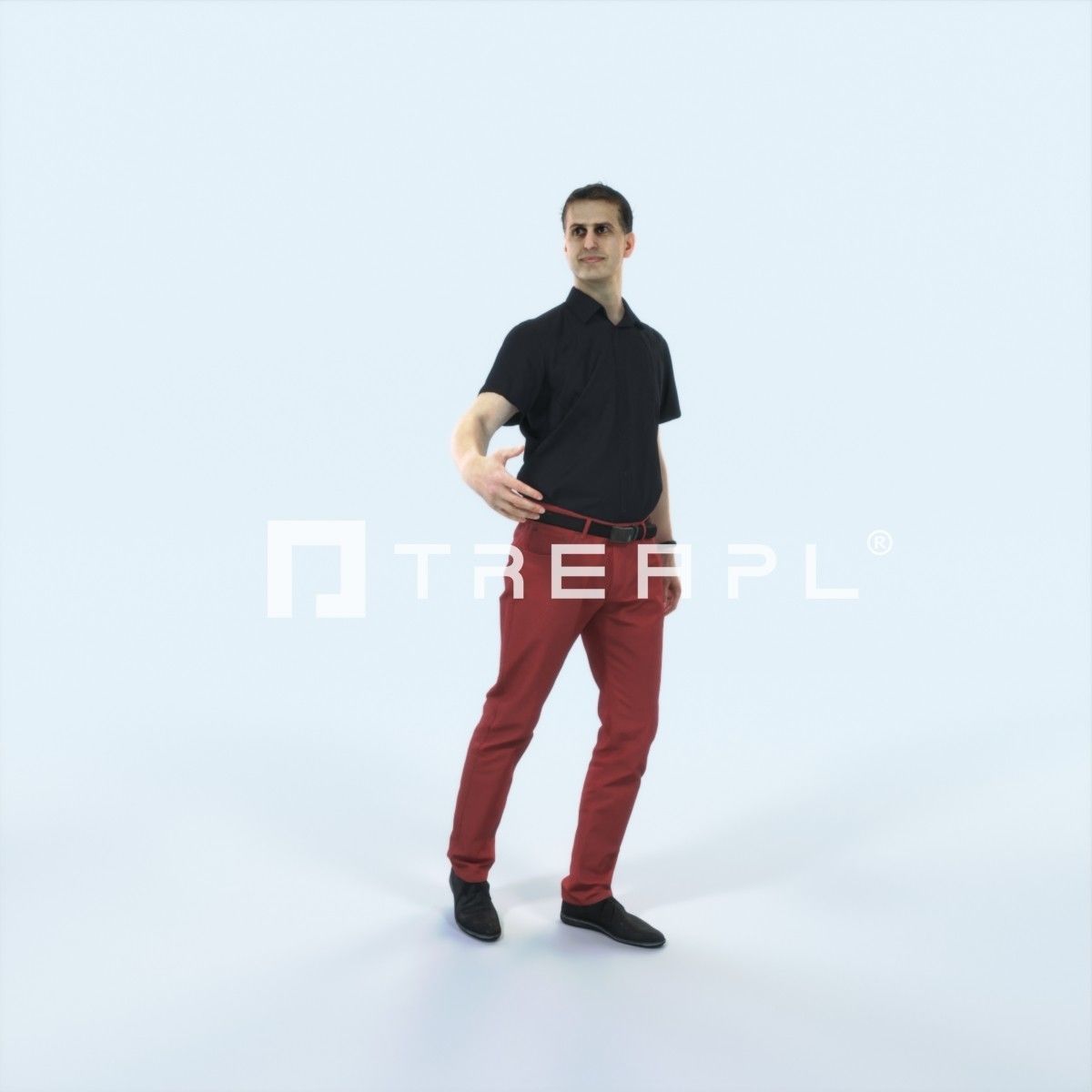 Romance 04L Couple Listening listening walking Casual Man Low-poly 3D model_1