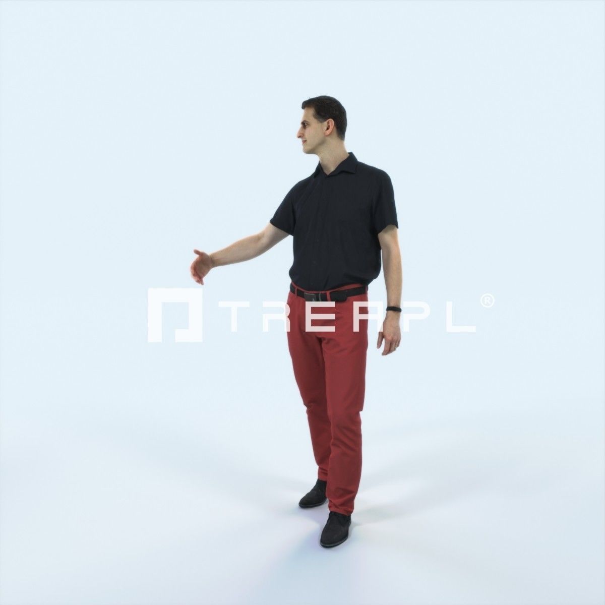 Romance 04L Couple Listening listening walking Casual Man Low-poly 3D model_5