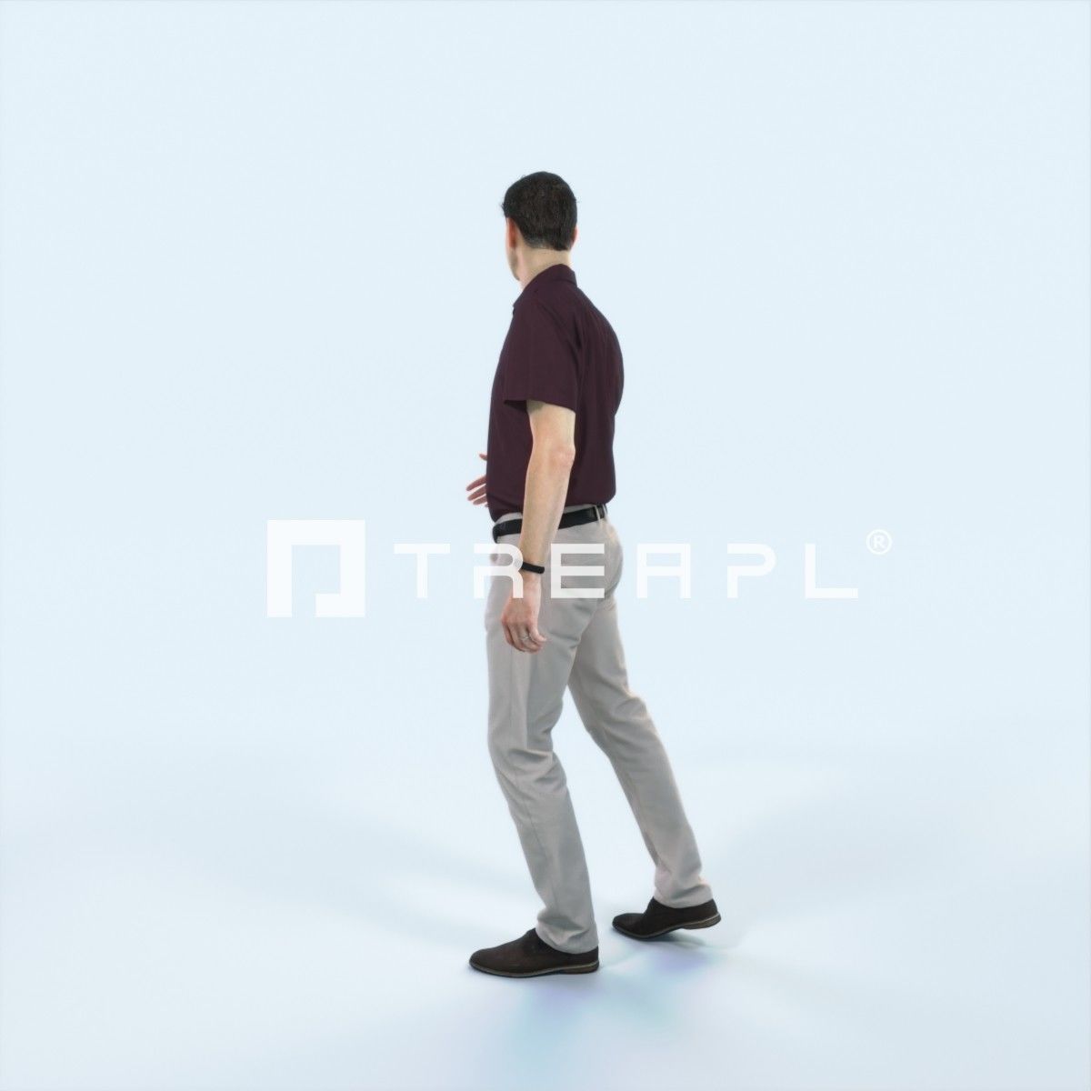 Romance 04J Couple Listening listening walking Casual Man Low-poly 3D model_4
