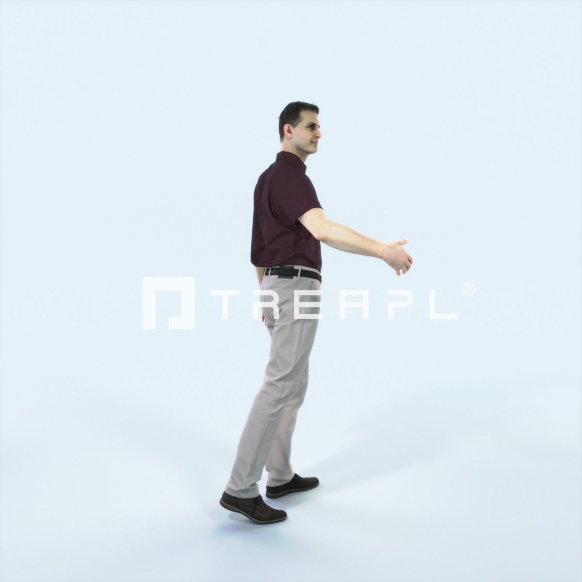 Romance 04J Couple Listening listening walking Casual Man Low-poly 3D model_2