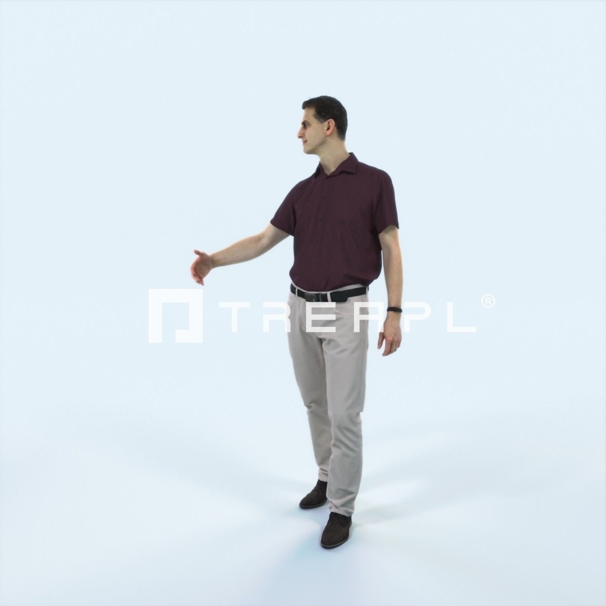 Romance 04J Couple Listening listening walking Casual Man Low-poly 3D model_5