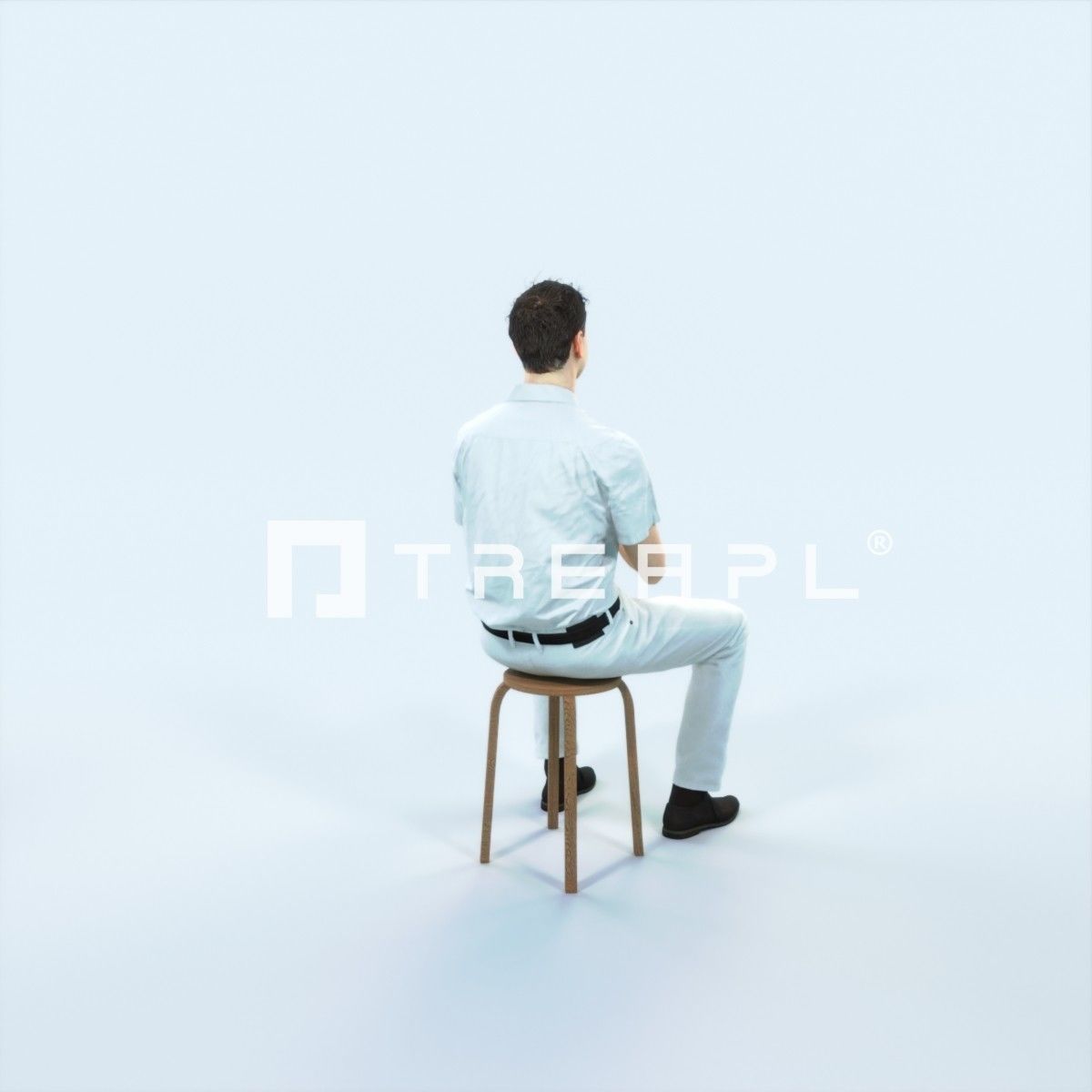 Romance 08M Clapping Clapping Sitting Casual Man Low-poly 3D model_3