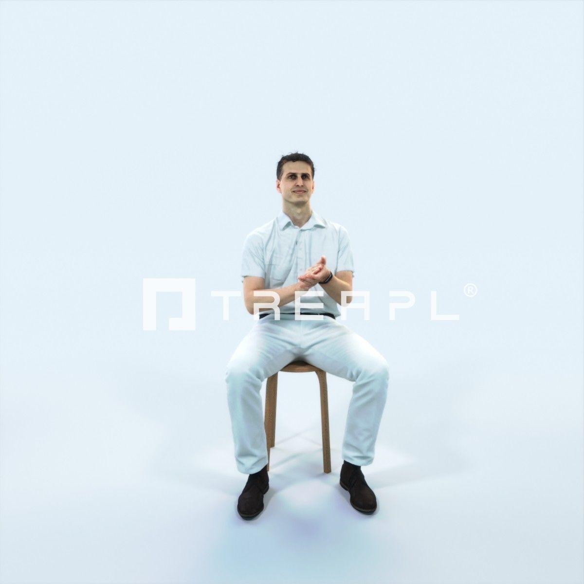 Romance 08M Clapping Clapping Sitting Casual Man Low-poly 3D model_1