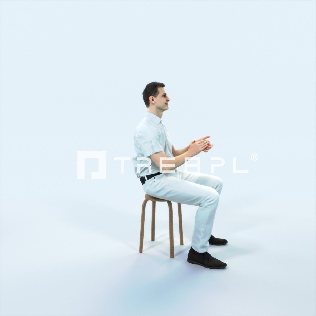 Romance 08M Clapping Clapping Sitting Casual Man Low-poly 3D model_2