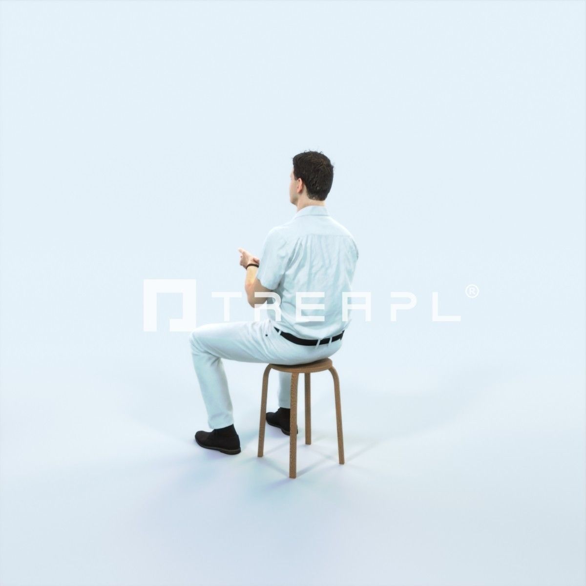 Romance 08M Clapping Clapping Sitting Casual Man Low-poly 3D model_4