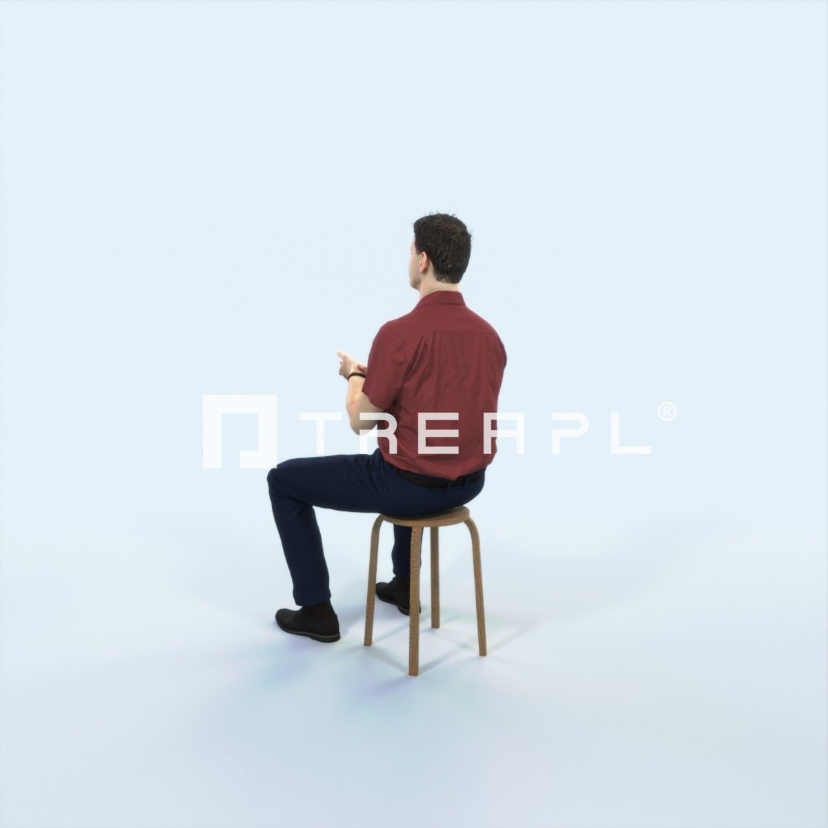 Romance 08L Clapping Clapping Sitting Casual Man Low-poly 3D model_4