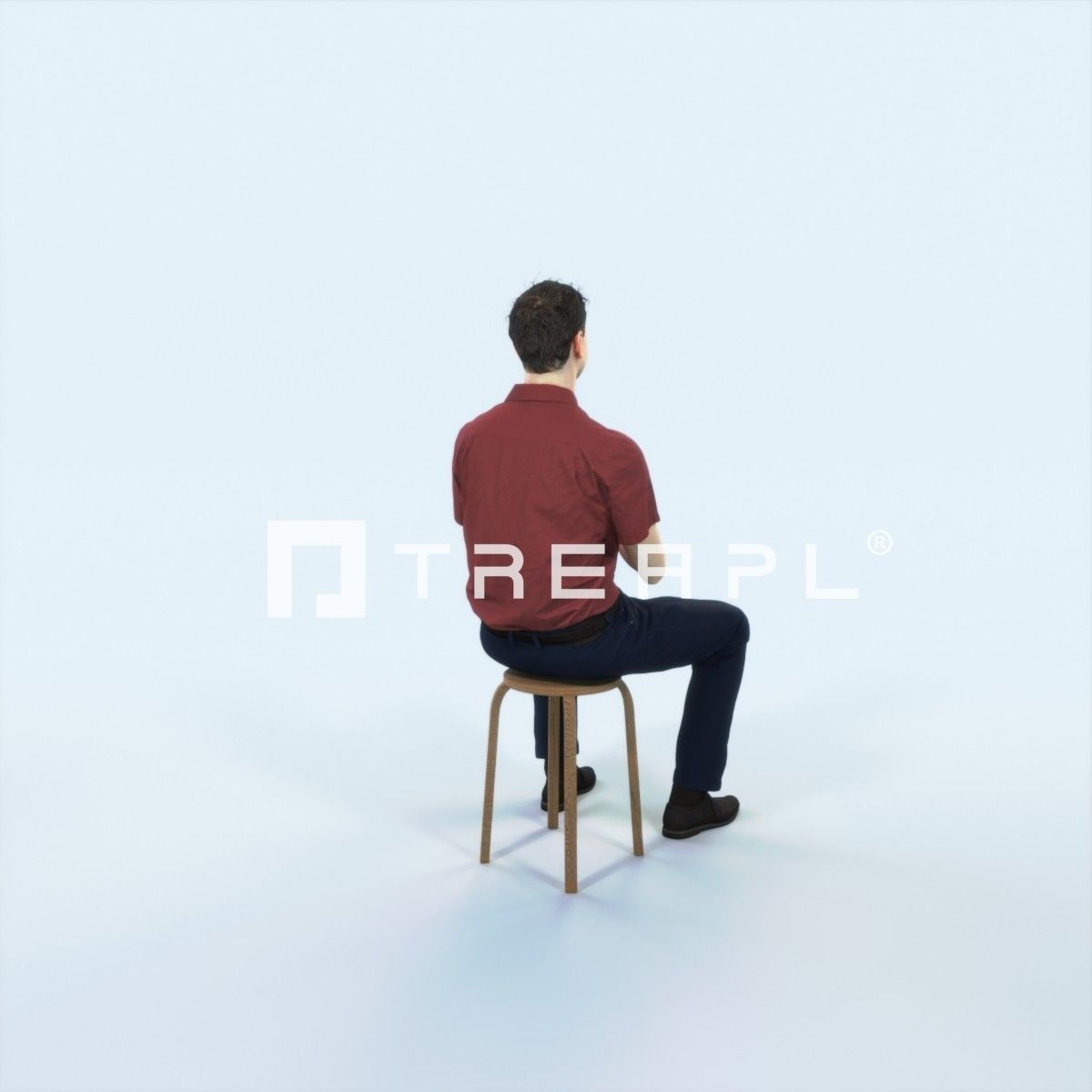 Romance 08L Clapping Clapping Sitting Casual Man Low-poly 3D model_3