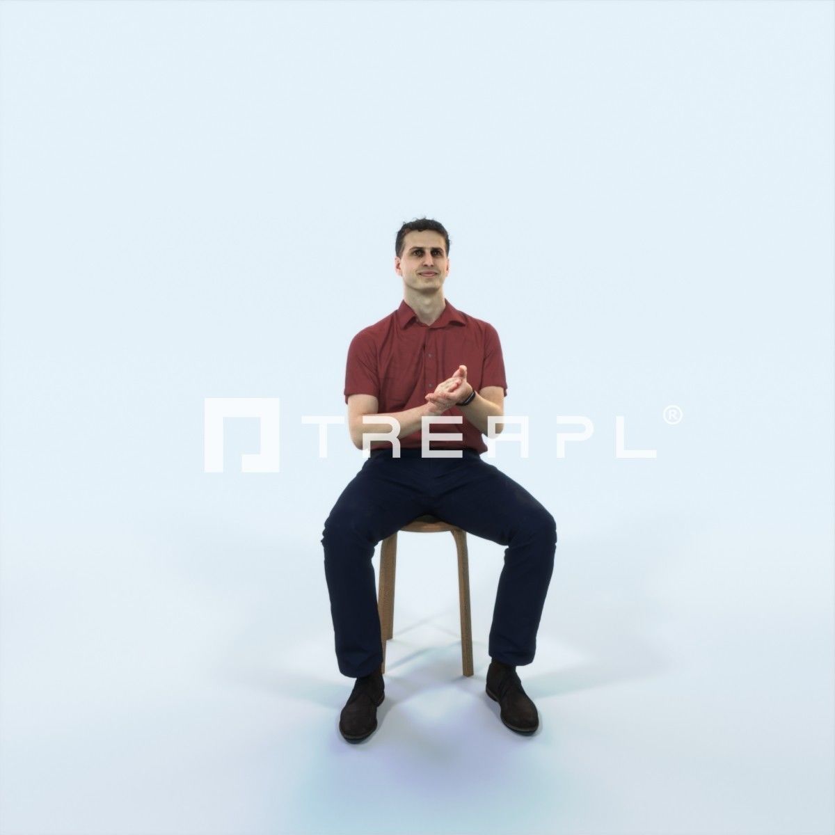 Romance 08L Clapping Clapping Sitting Casual Man Low-poly 3D model_1