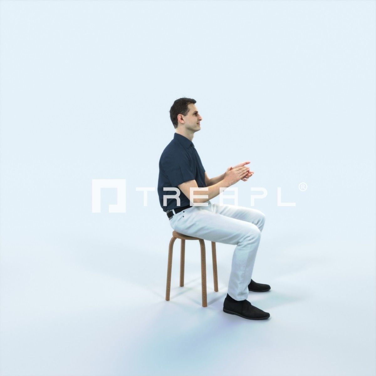 Romance 08J Clapping Clapping Sitting Casual Man Low-poly 3D model