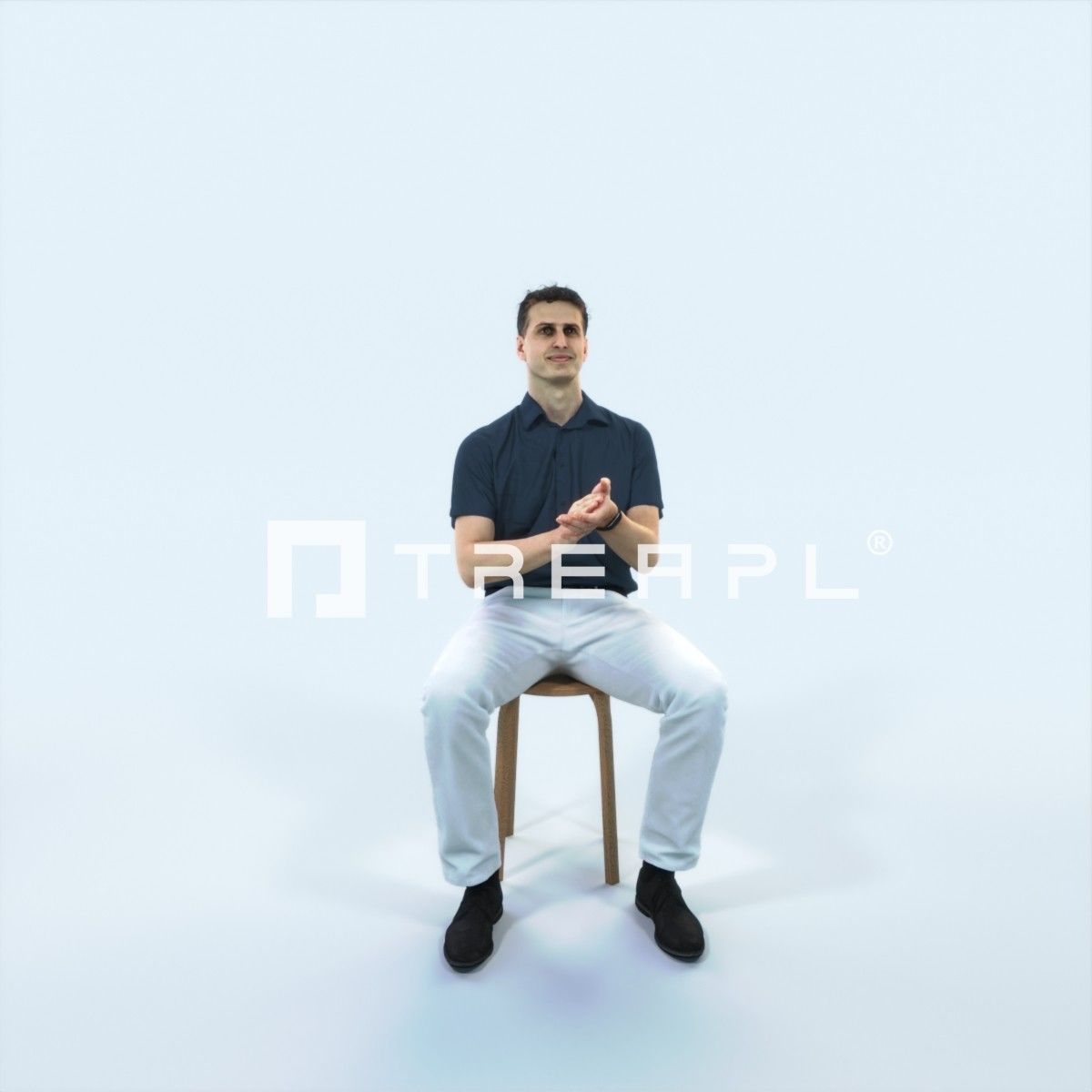 Romance 08J Clapping Clapping Sitting Casual Man Low-poly 3D model