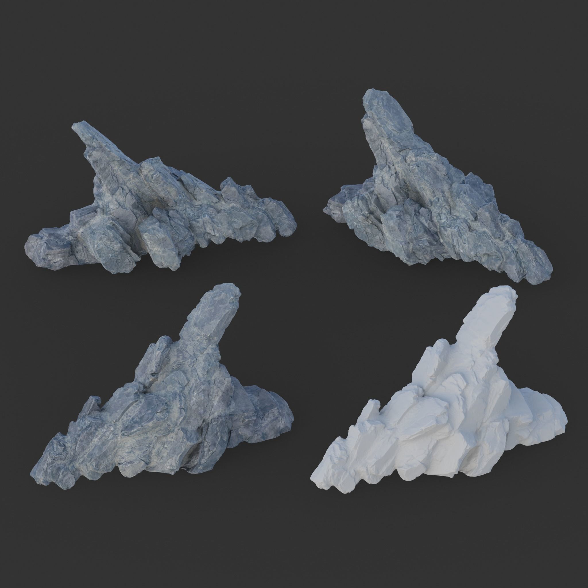 Low poly Gray Spiky Modular Rock 230715 Low-poly 3D model_17