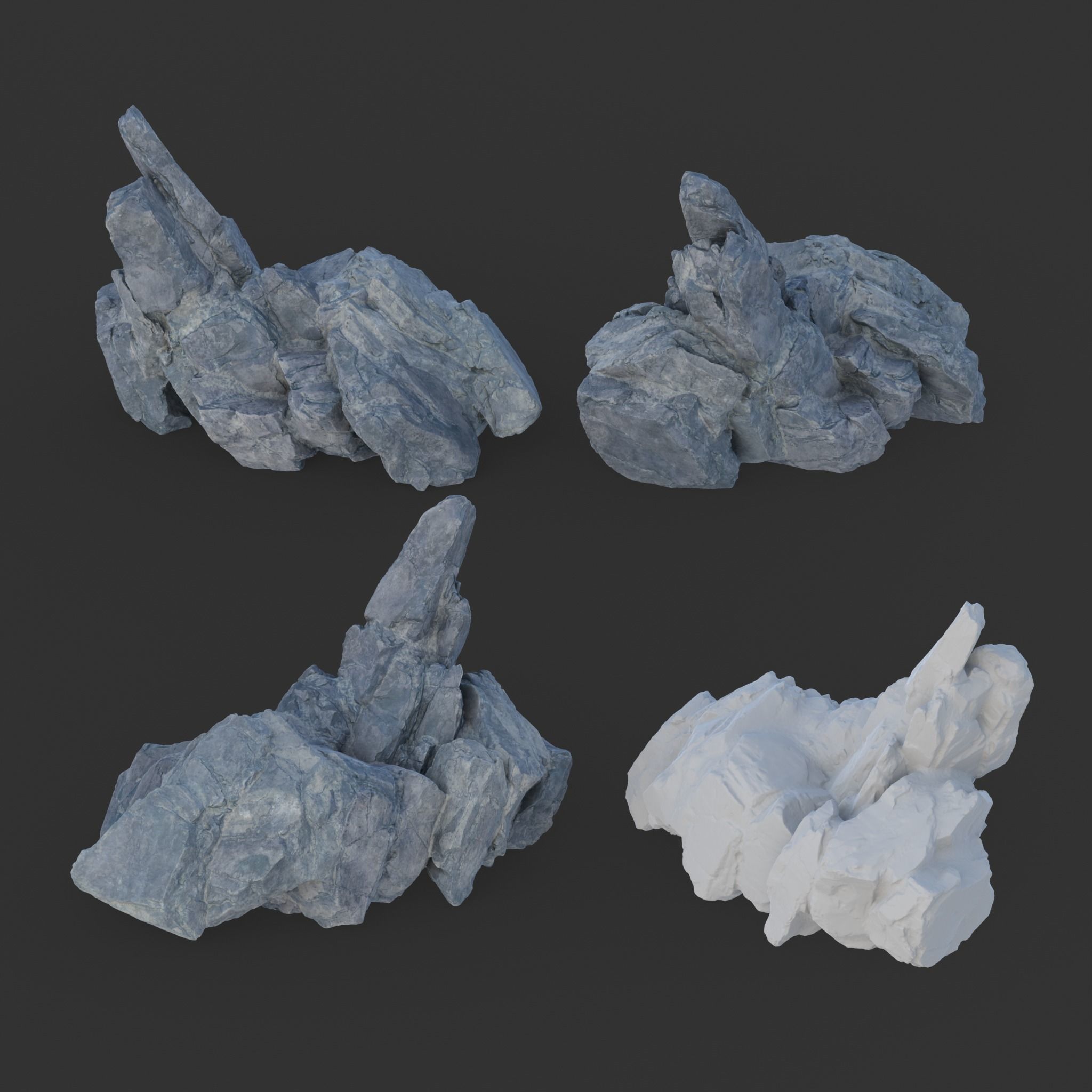Low poly Gray Spiky Modular Rock 230715 Low-poly 3D model_9