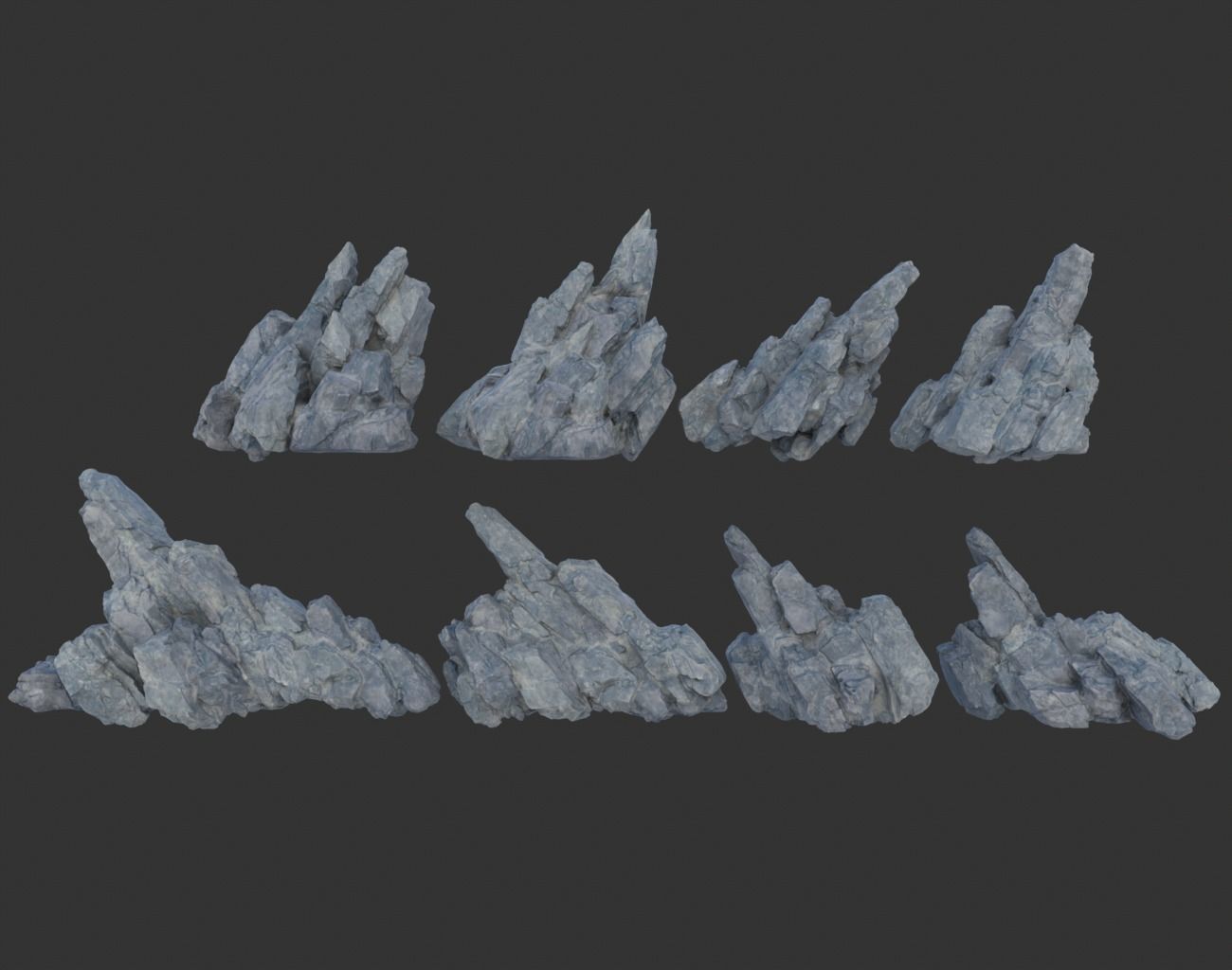 Low poly Gray Spiky Modular Rock 230715 Low-poly 3D model_19