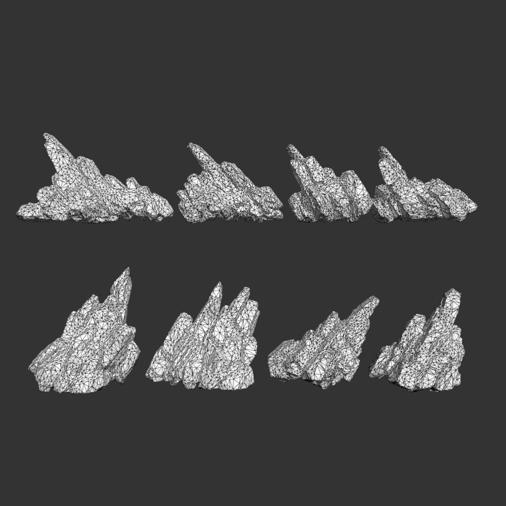 Low poly Gray Spiky Modular Rock 230715 Low-poly 3D model_3