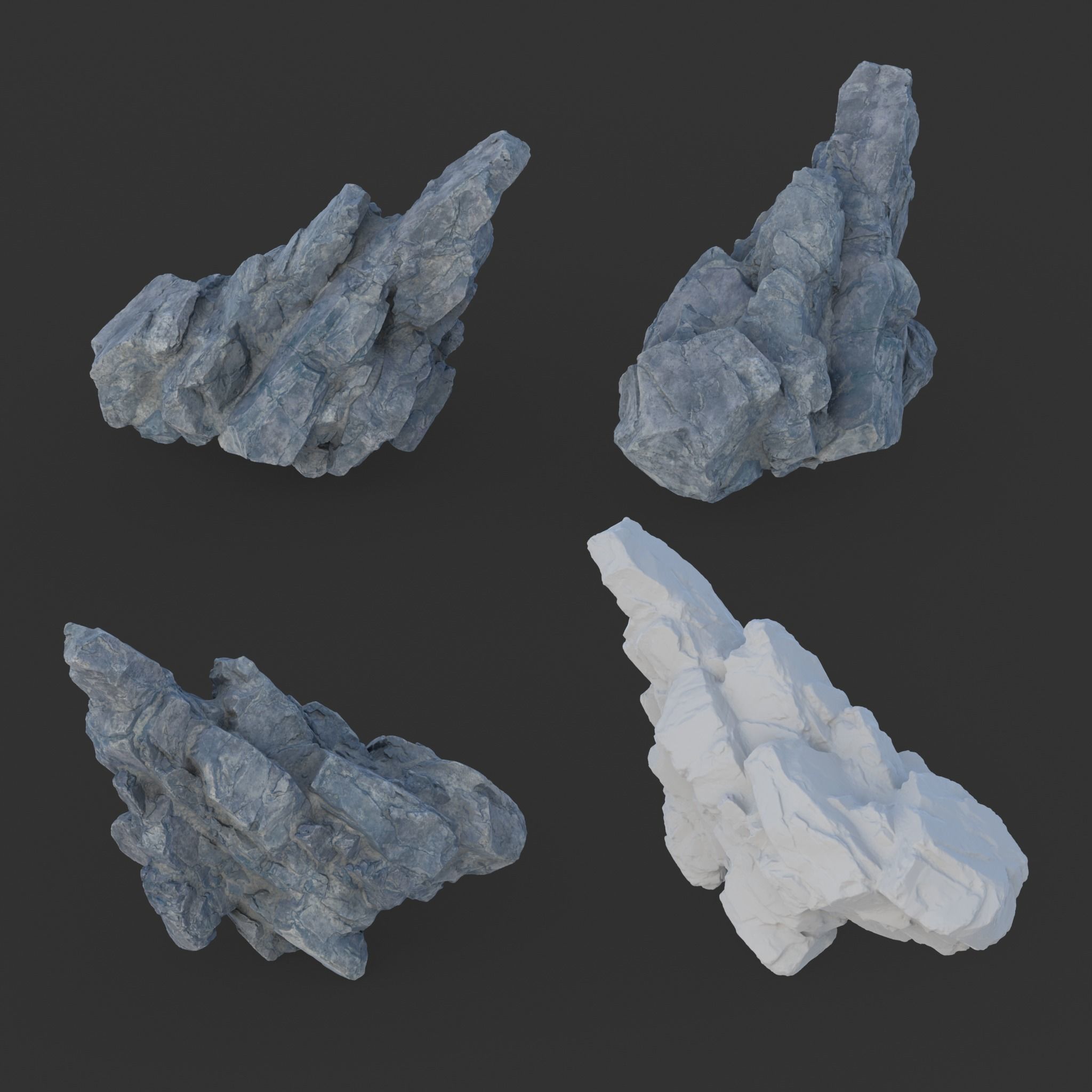Low poly Gray Spiky Modular Rock 230715 Low-poly 3D model_13