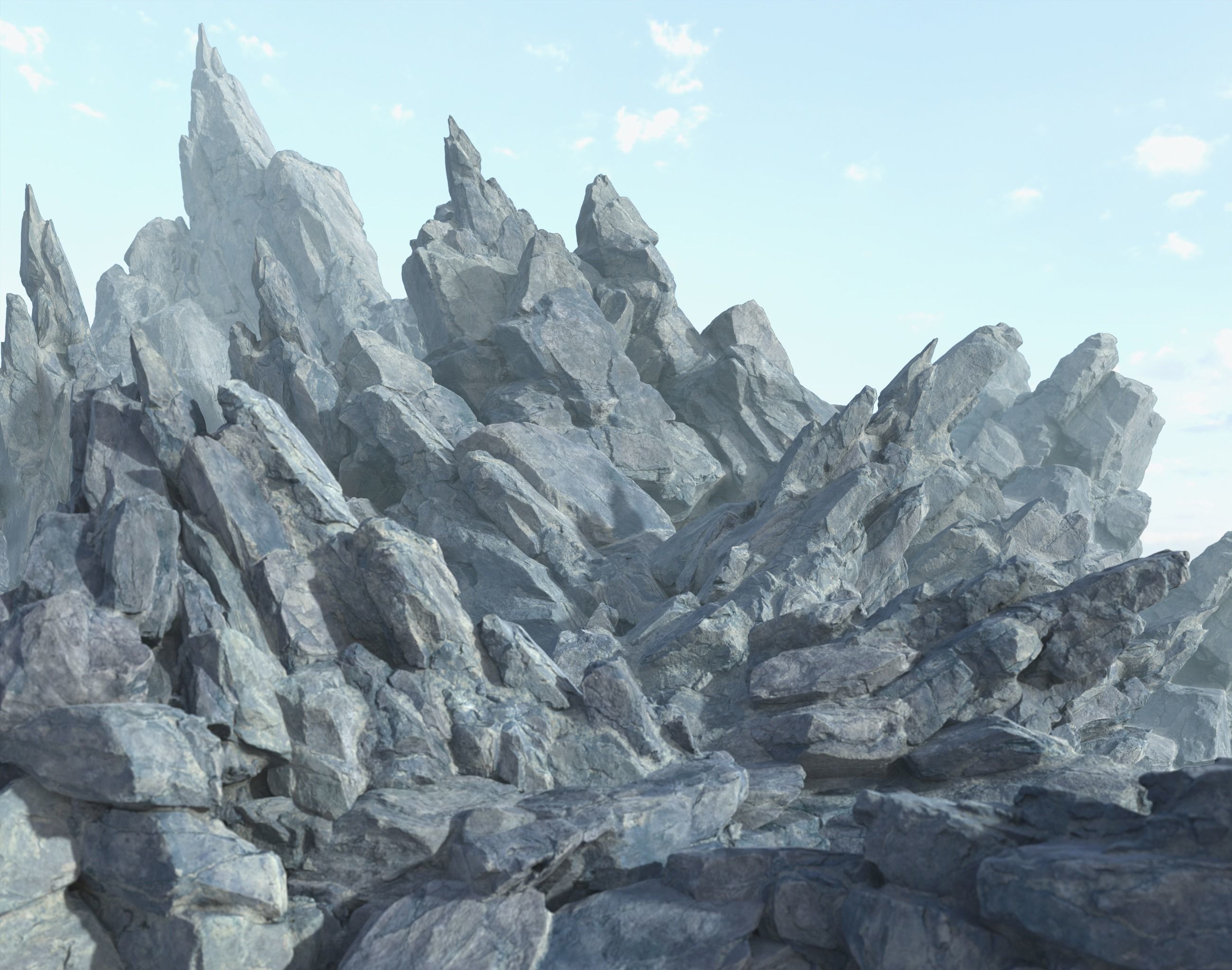 Low poly Gray Spiky Modular Rock 230715 Low-poly 3D model_1