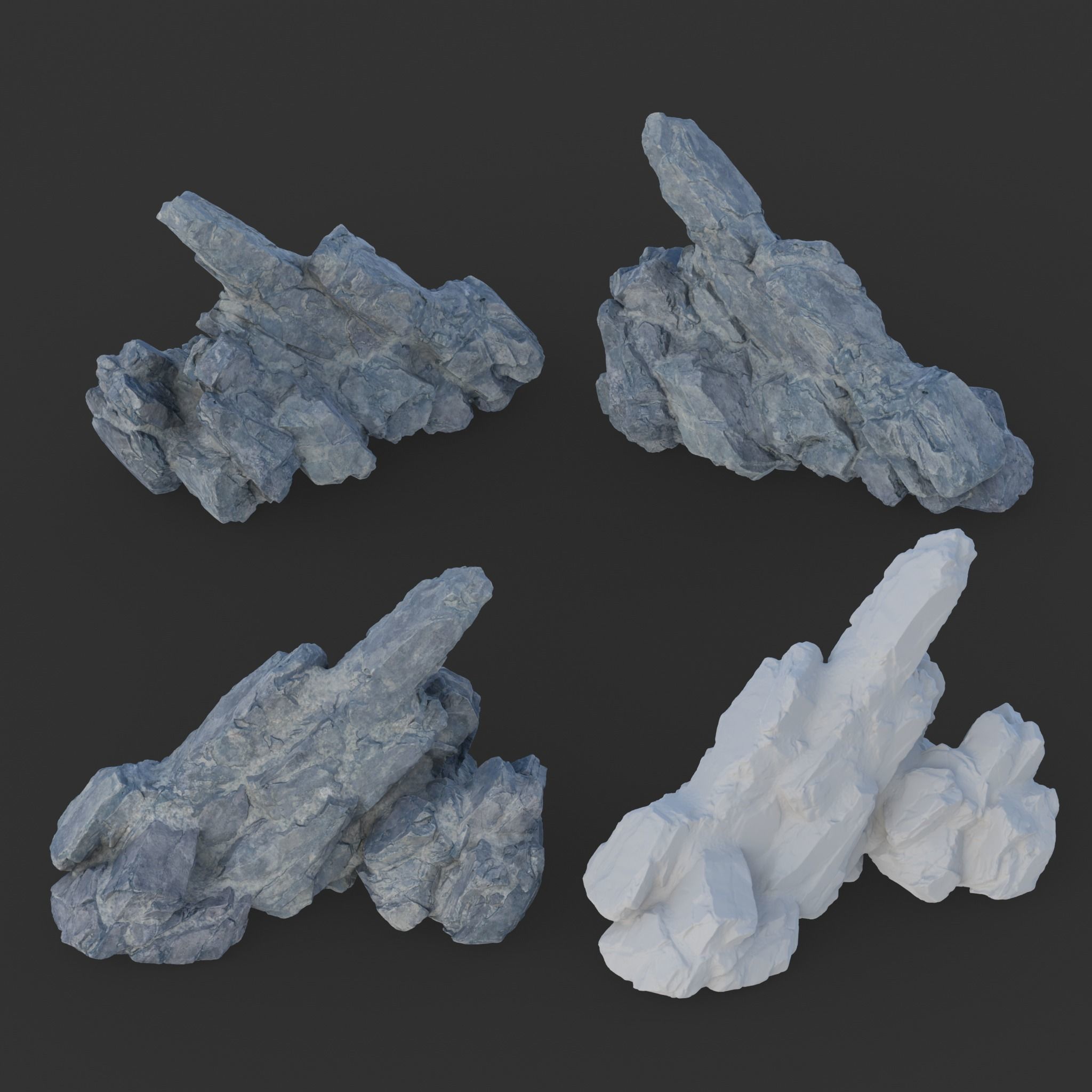 Low poly Gray Spiky Modular Rock 230715 Low-poly 3D model_20