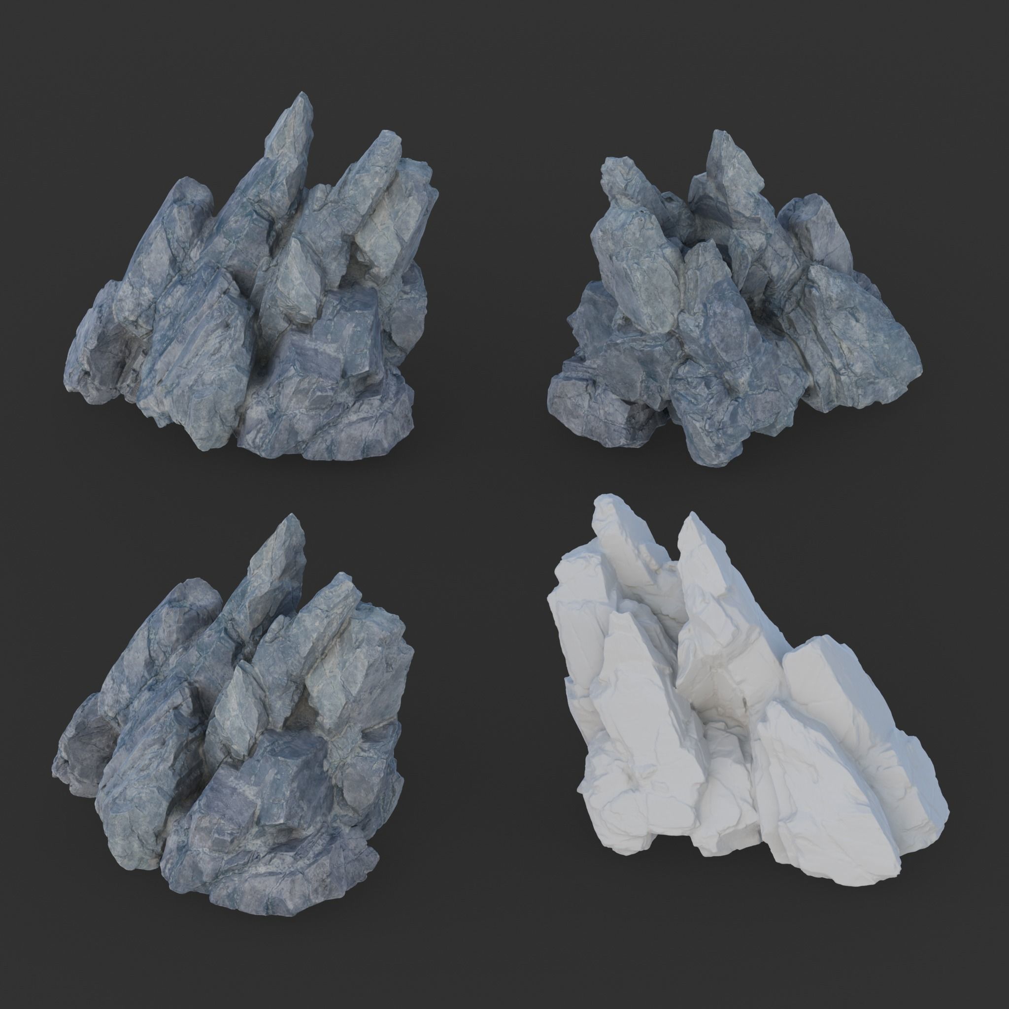 Low poly Gray Spiky Modular Rock 230715 Low-poly 3D model_5