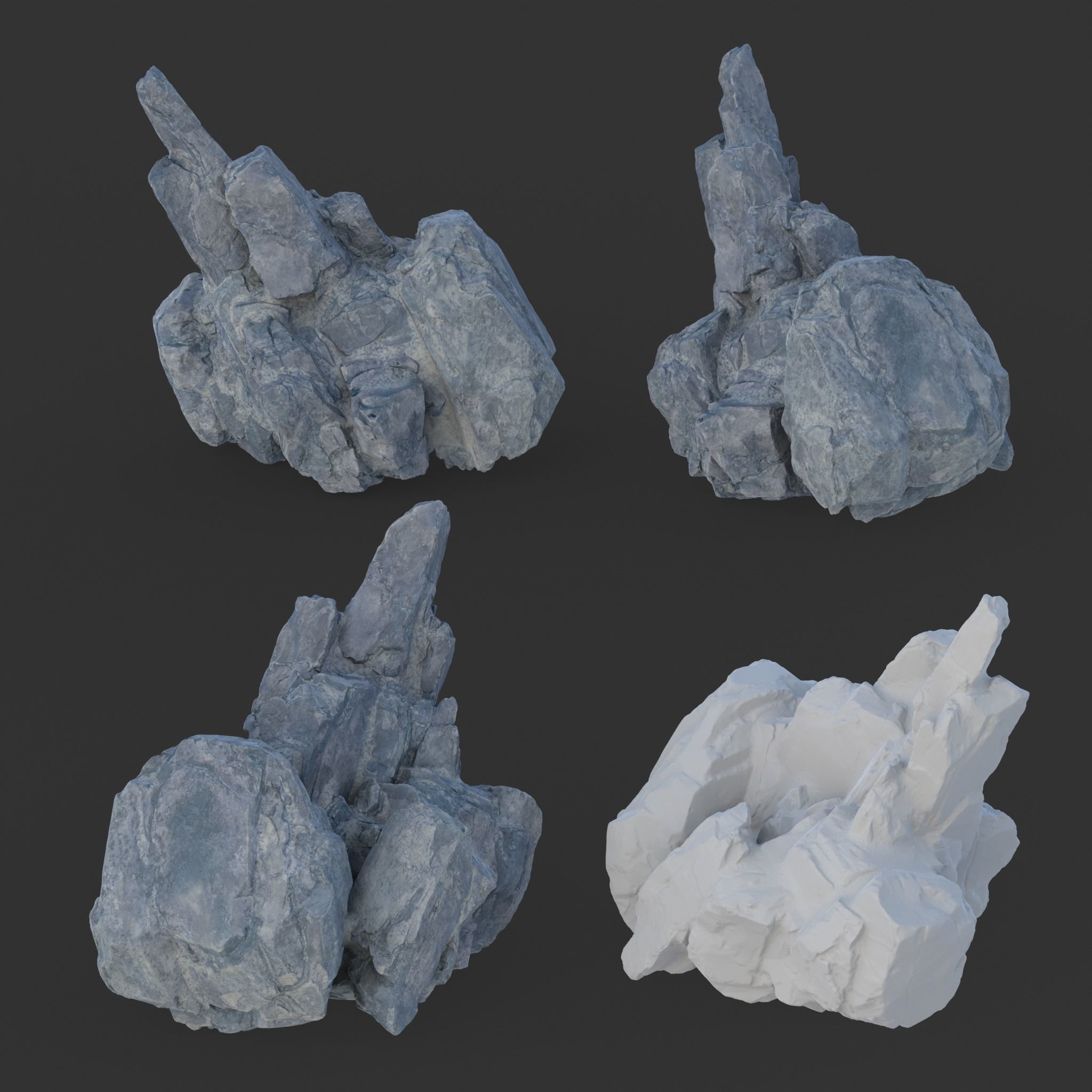 Low poly Gray Spiky Modular Rock 230715 Low-poly 3D model_11