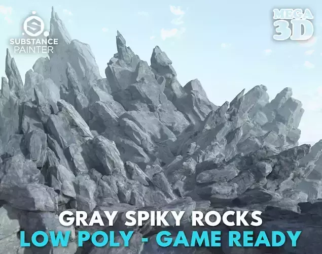 Low poly Gray Spiky Modular Rock 230715 Low-poly 3D model