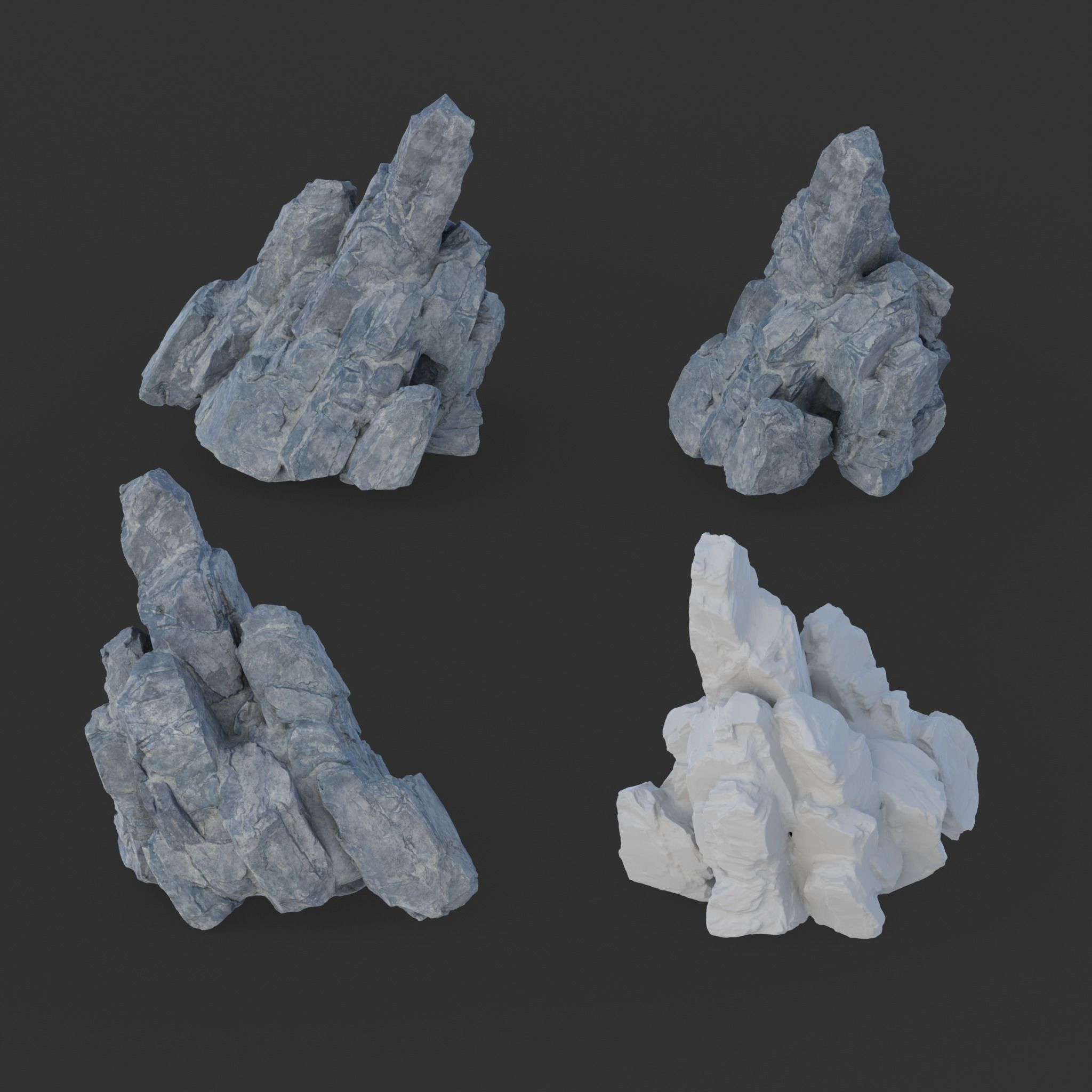Low poly Gray Spiky Modular Rock 230715 Low-poly 3D model_15