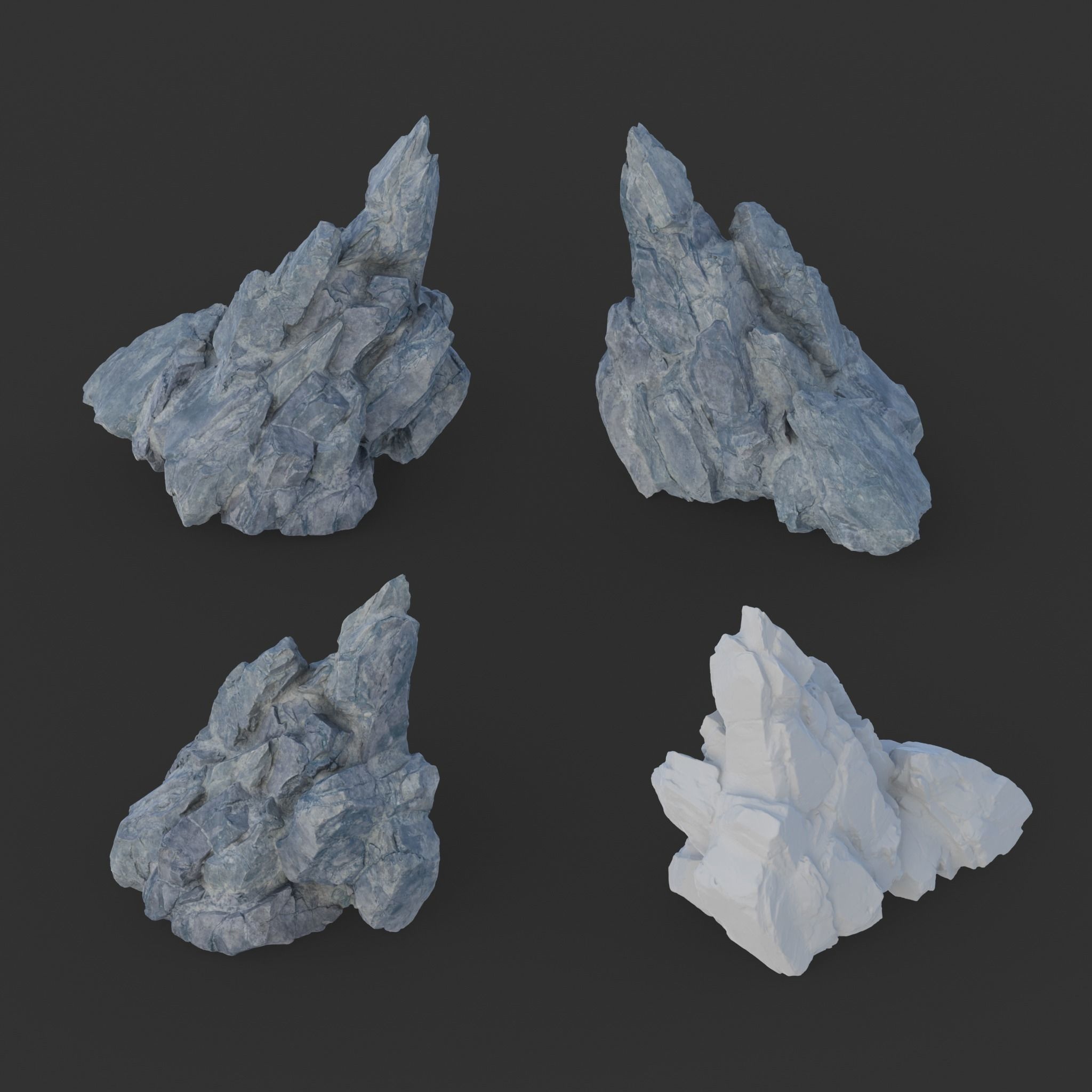 Low poly Gray Spiky Modular Rock 230715 Low-poly 3D model_7