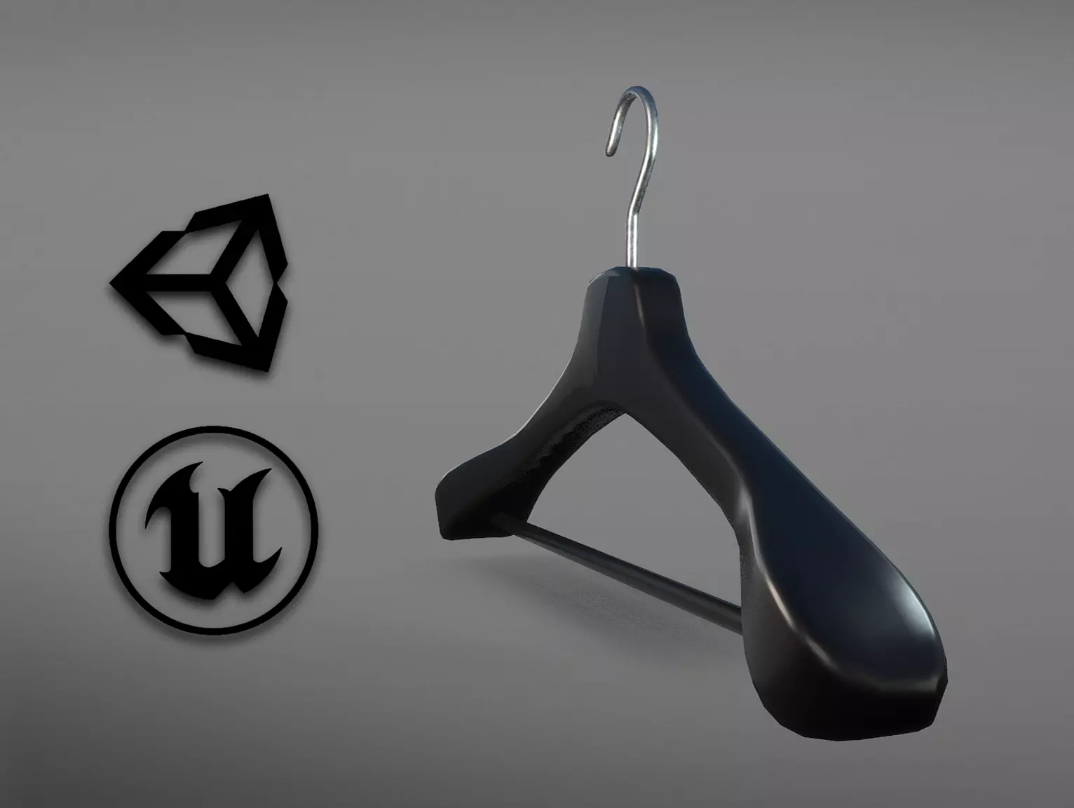 Plastic Black Coat Hanger 2A Low-poly 3D model_0