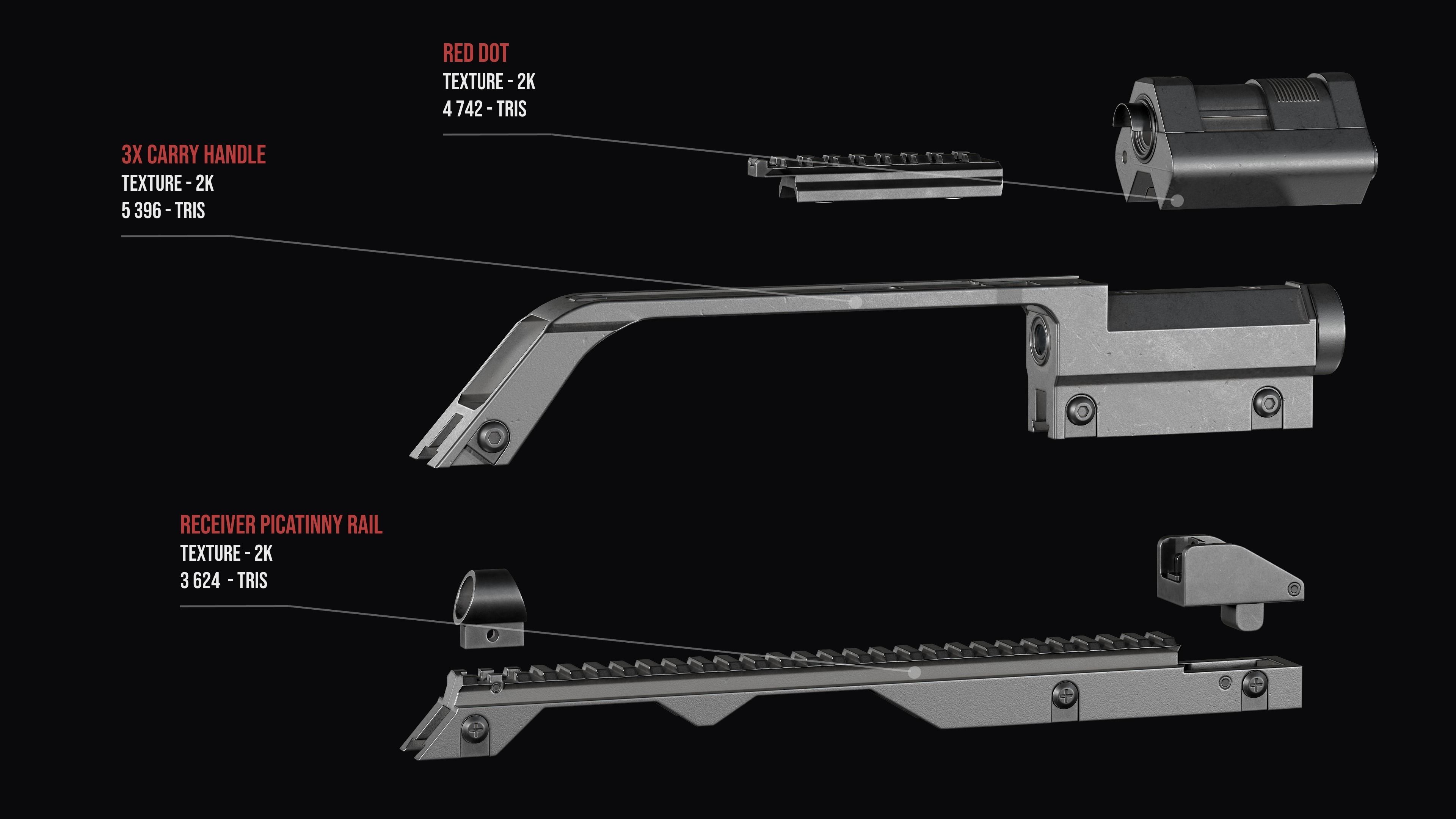 Fully modular assault rifle HK G36 G36E G36K G36KE G36C Low-poly 3D model_17
