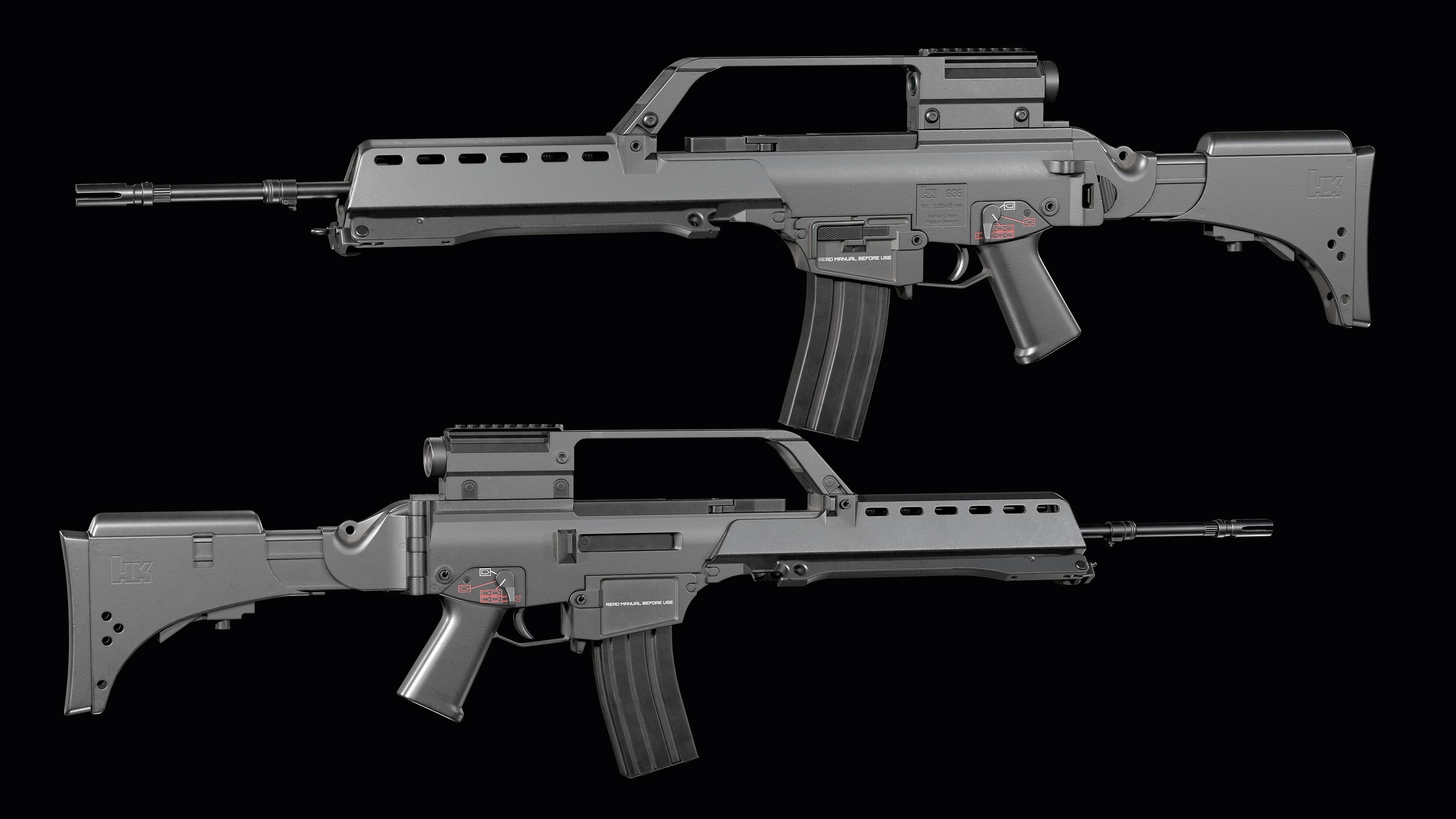 Fully modular assault rifle HK G36 G36E G36K G36KE G36C Low-poly 3D model_23