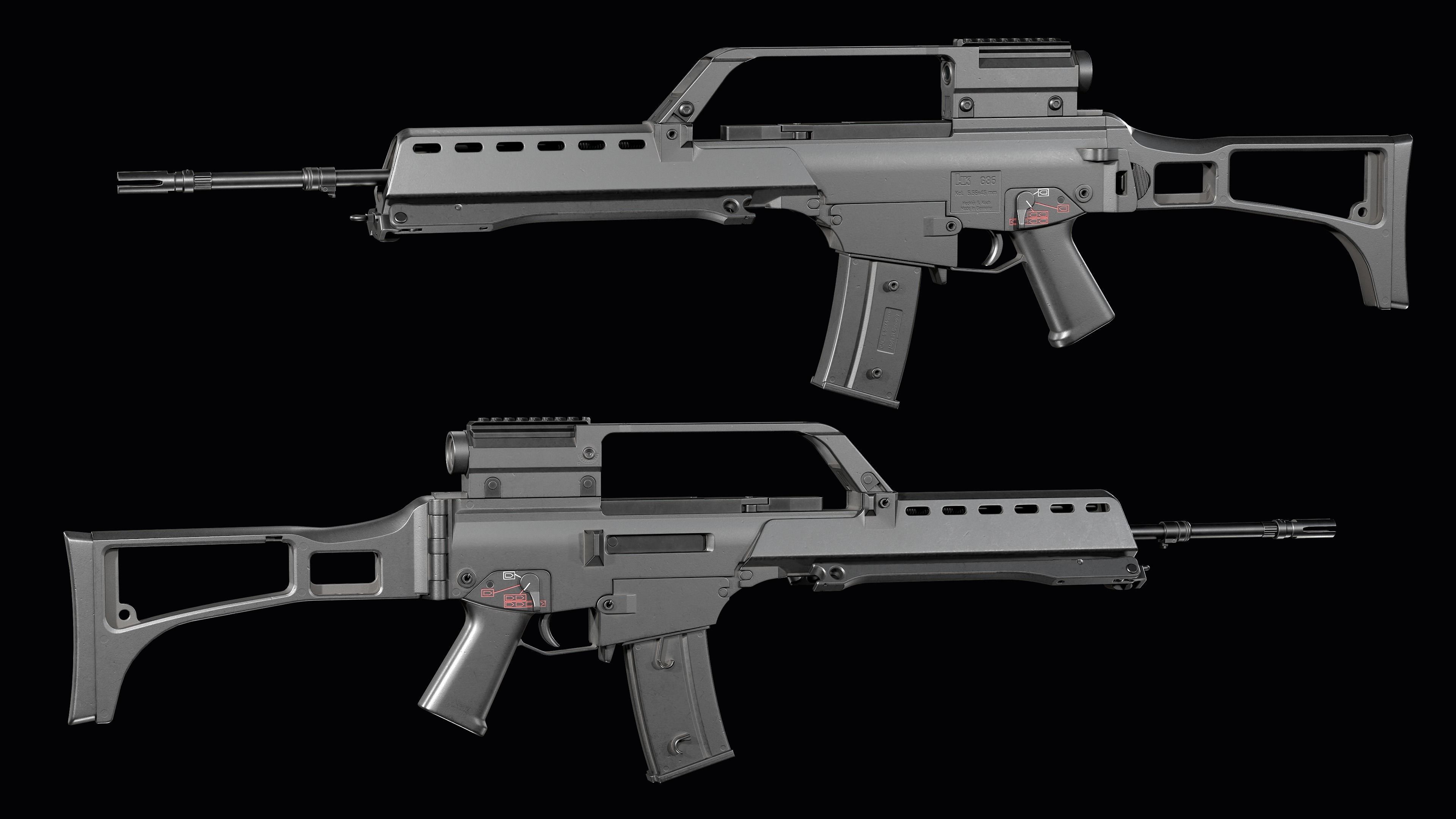 Fully modular assault rifle HK G36 G36E G36K G36KE G36C Low-poly 3D model_22