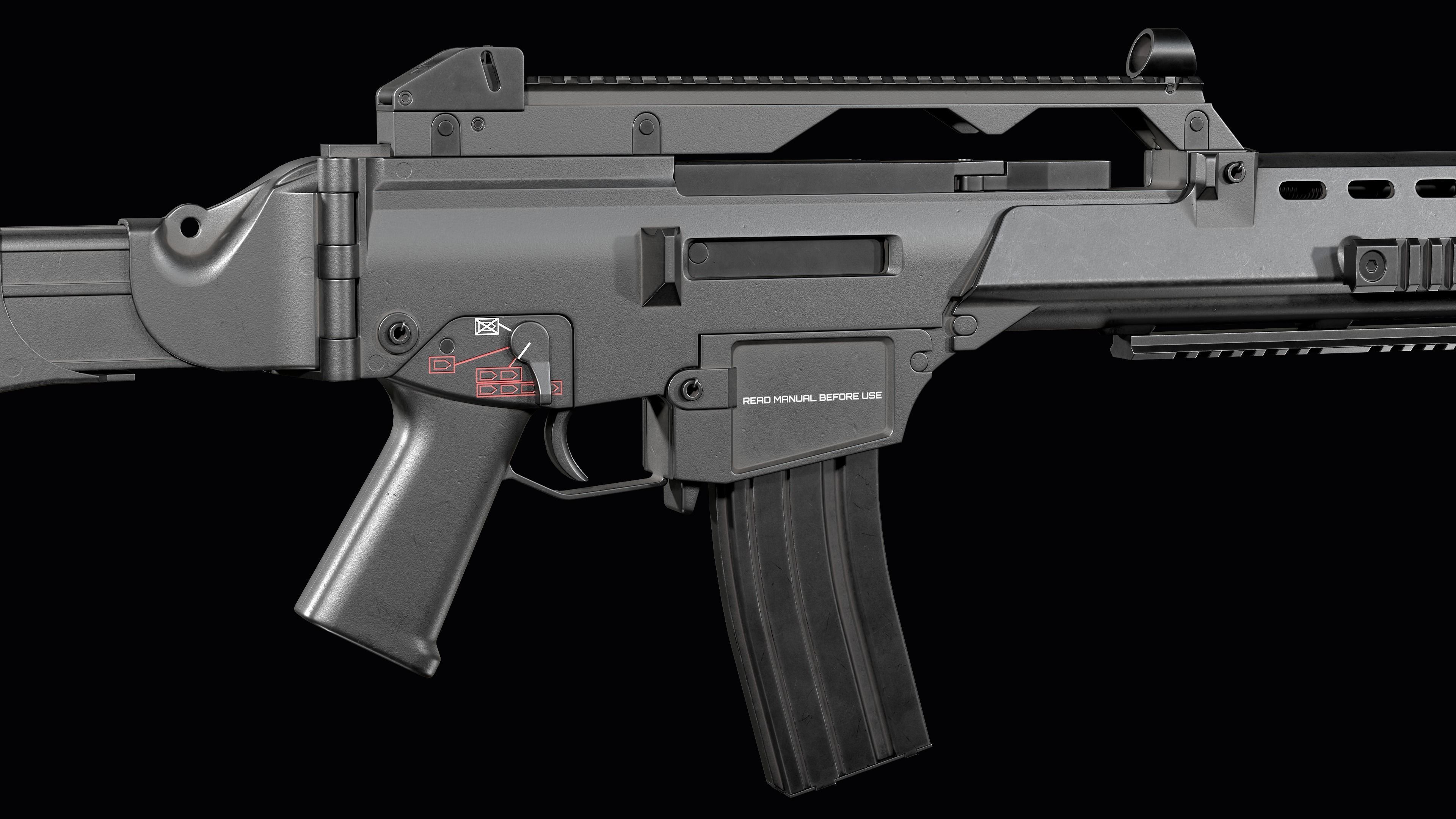 Fully modular assault rifle HK G36 G36E G36K G36KE G36C Low-poly 3D model_38