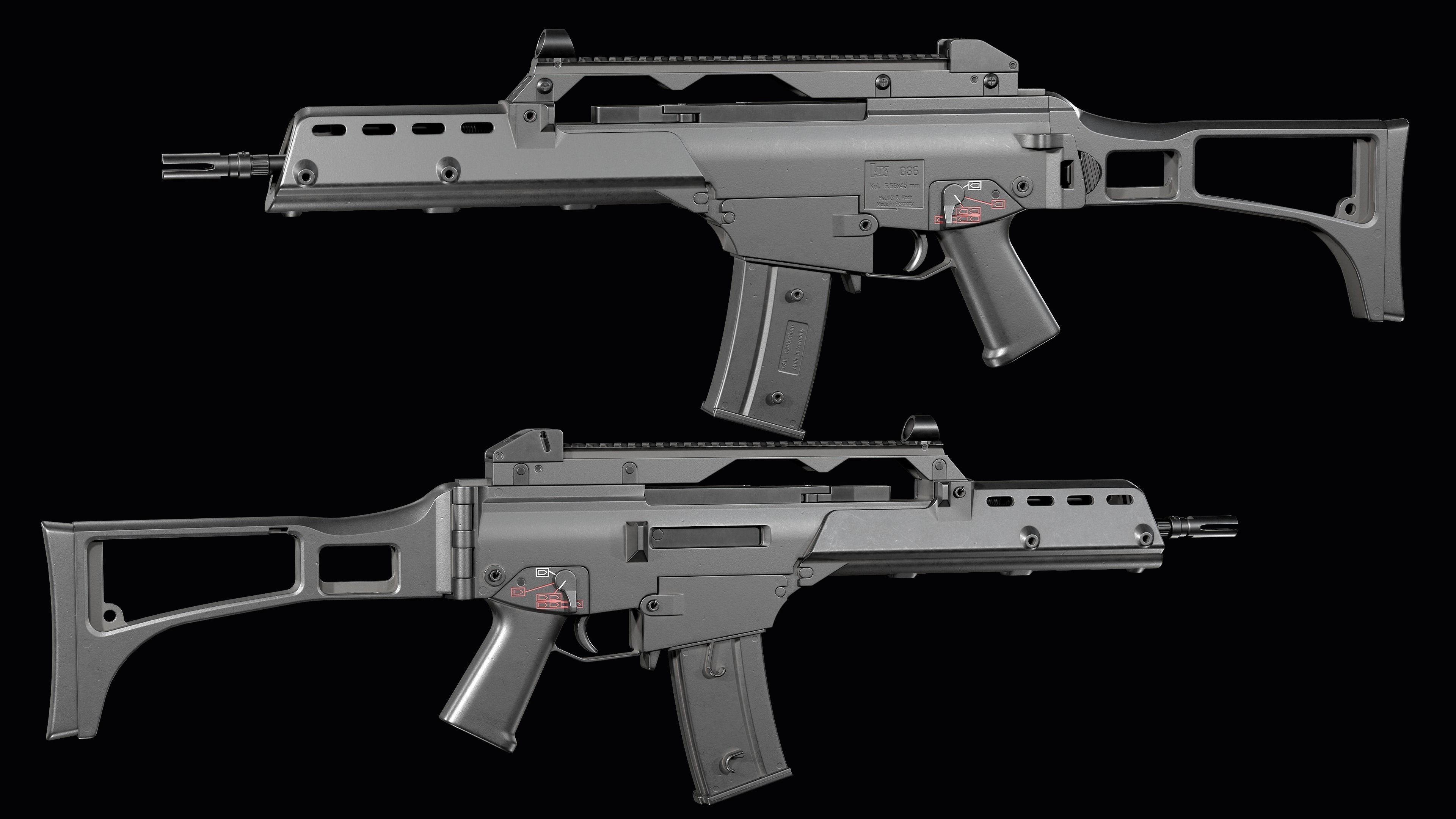 Fully modular assault rifle HK G36 G36E G36K G36KE G36C Low-poly 3D model_24