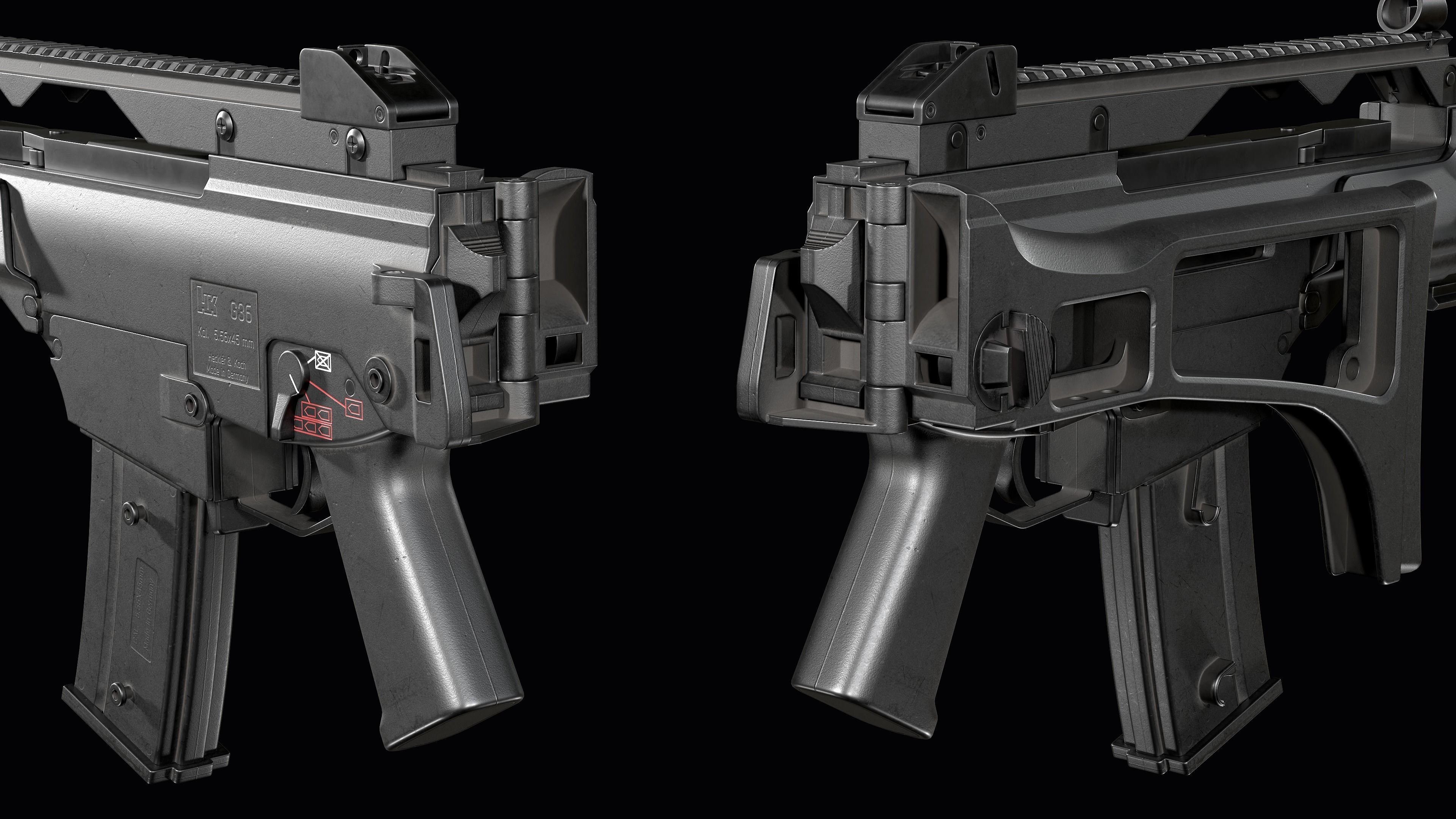 Fully modular assault rifle HK G36 G36E G36K G36KE G36C Low-poly 3D model_52