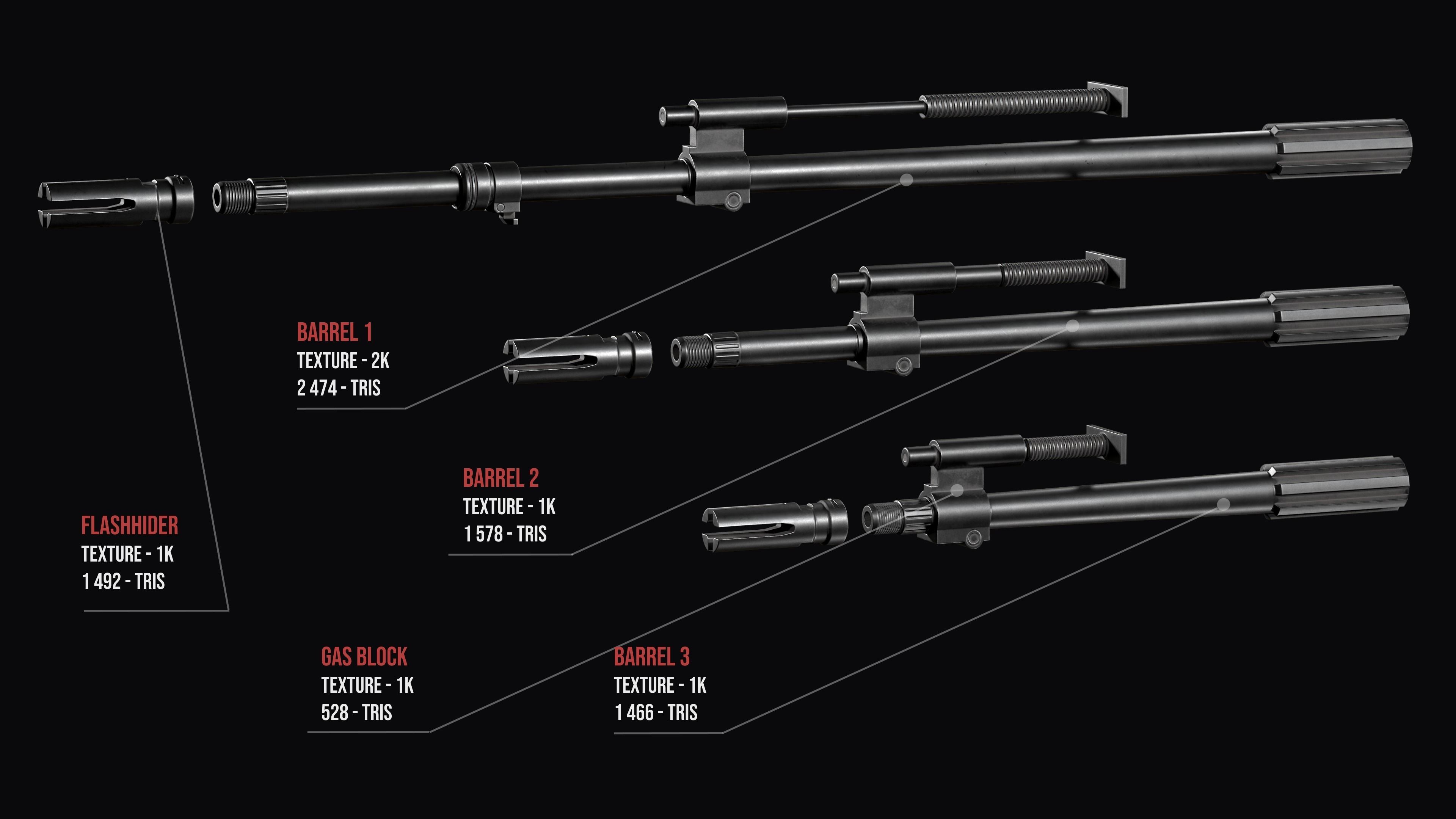 Fully modular assault rifle HK G36 G36E G36K G36KE G36C Low-poly 3D model_13