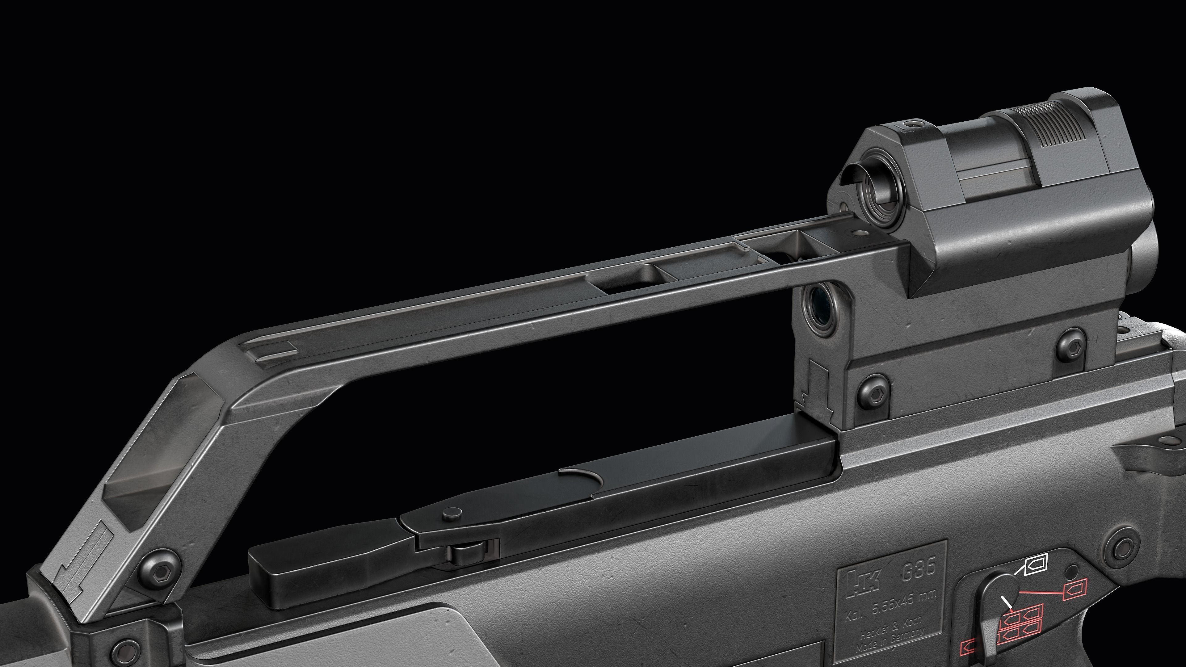 Fully modular assault rifle HK G36 G36E G36K G36KE G36C Low-poly 3D model_42