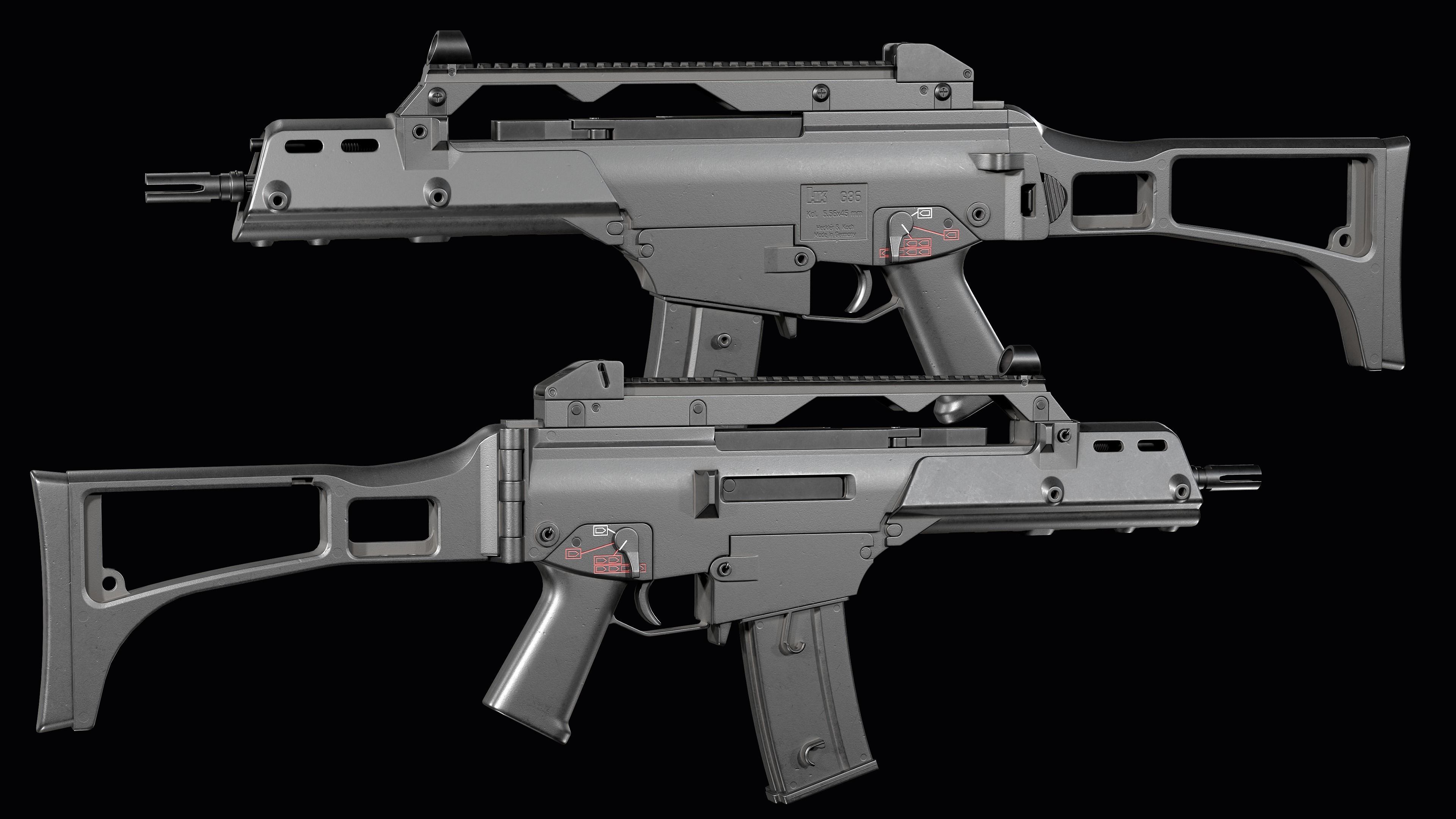 Fully modular assault rifle HK G36 G36E G36K G36KE G36C Low-poly 3D model_28