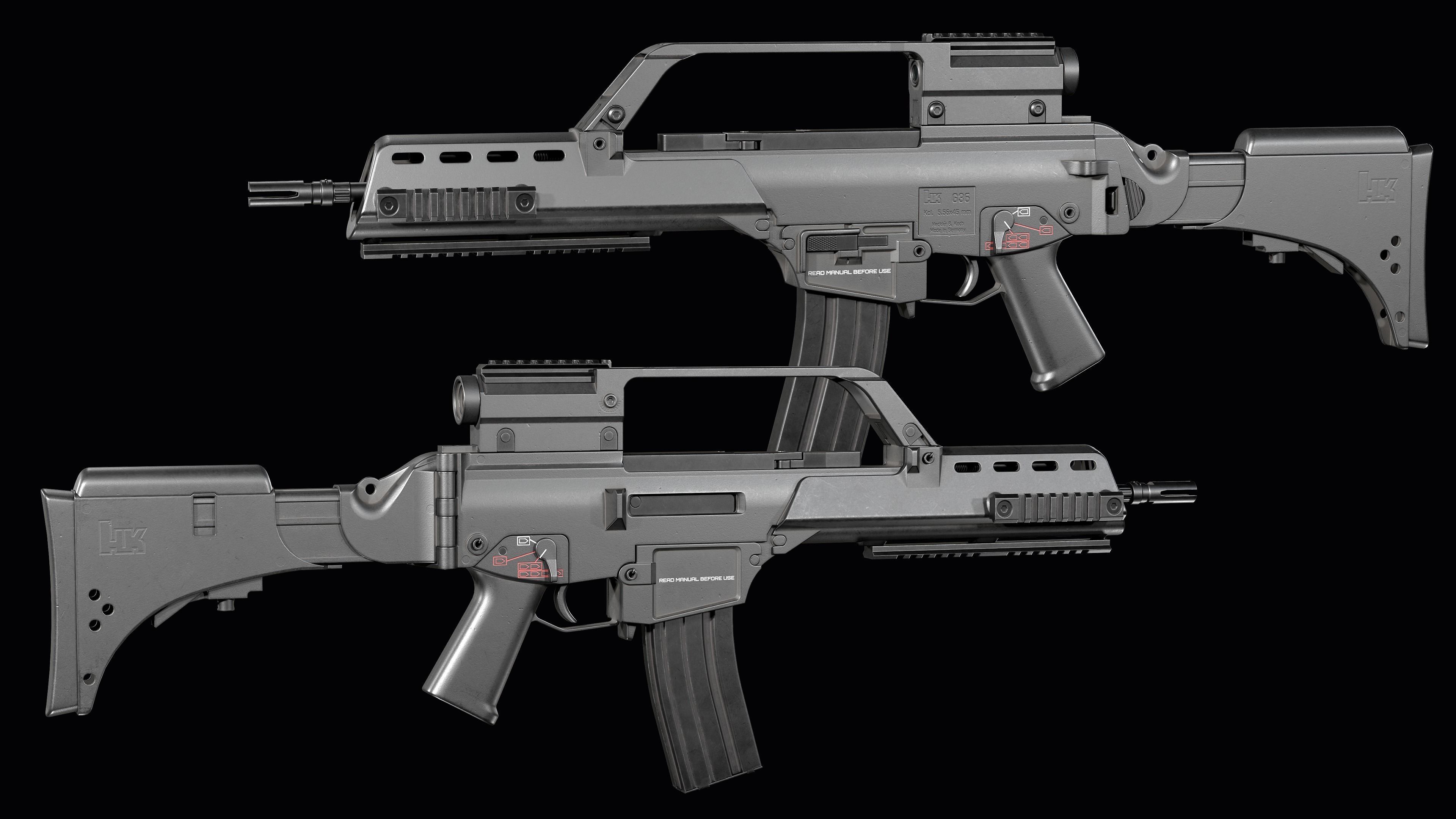 Fully modular assault rifle HK G36 G36E G36K G36KE G36C Low-poly 3D model_27