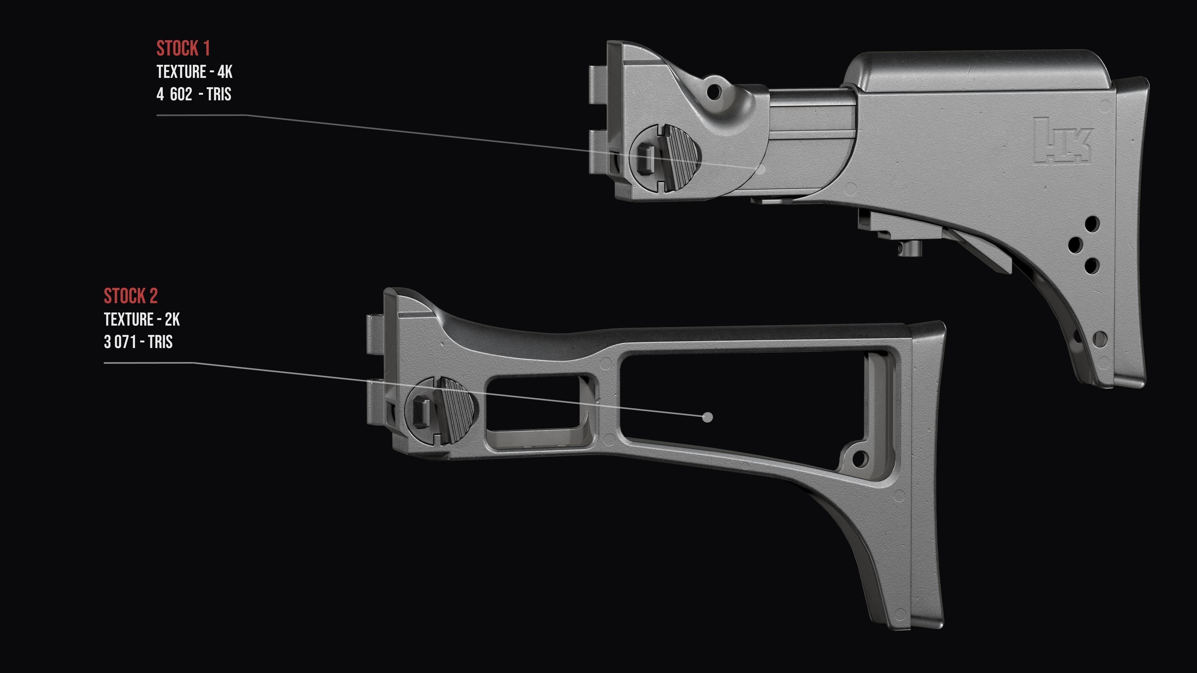 Fully modular assault rifle HK G36 G36E G36K G36KE G36C Low-poly 3D model_16