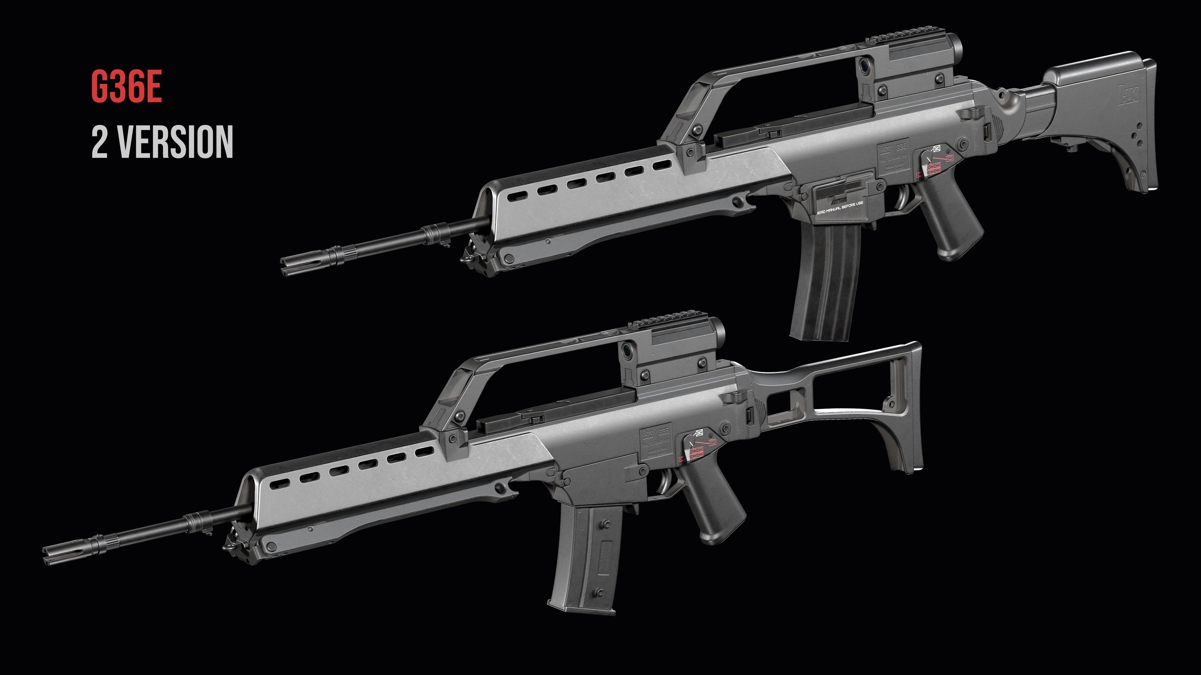 Fully modular assault rifle HK G36 G36E G36K G36KE G36C Low-poly 3D model_10