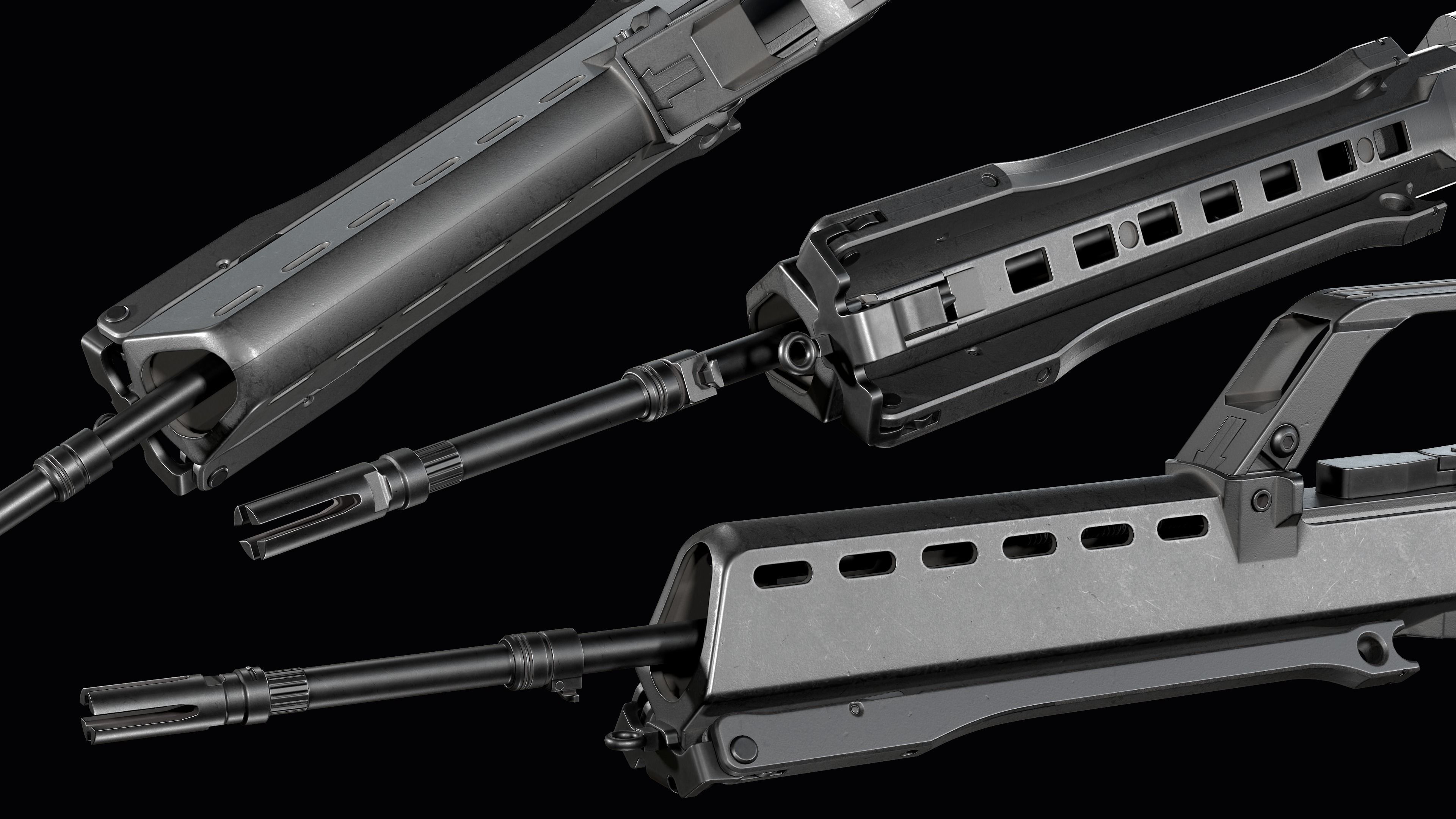 Fully modular assault rifle HK G36 G36E G36K G36KE G36C Low-poly 3D model_39