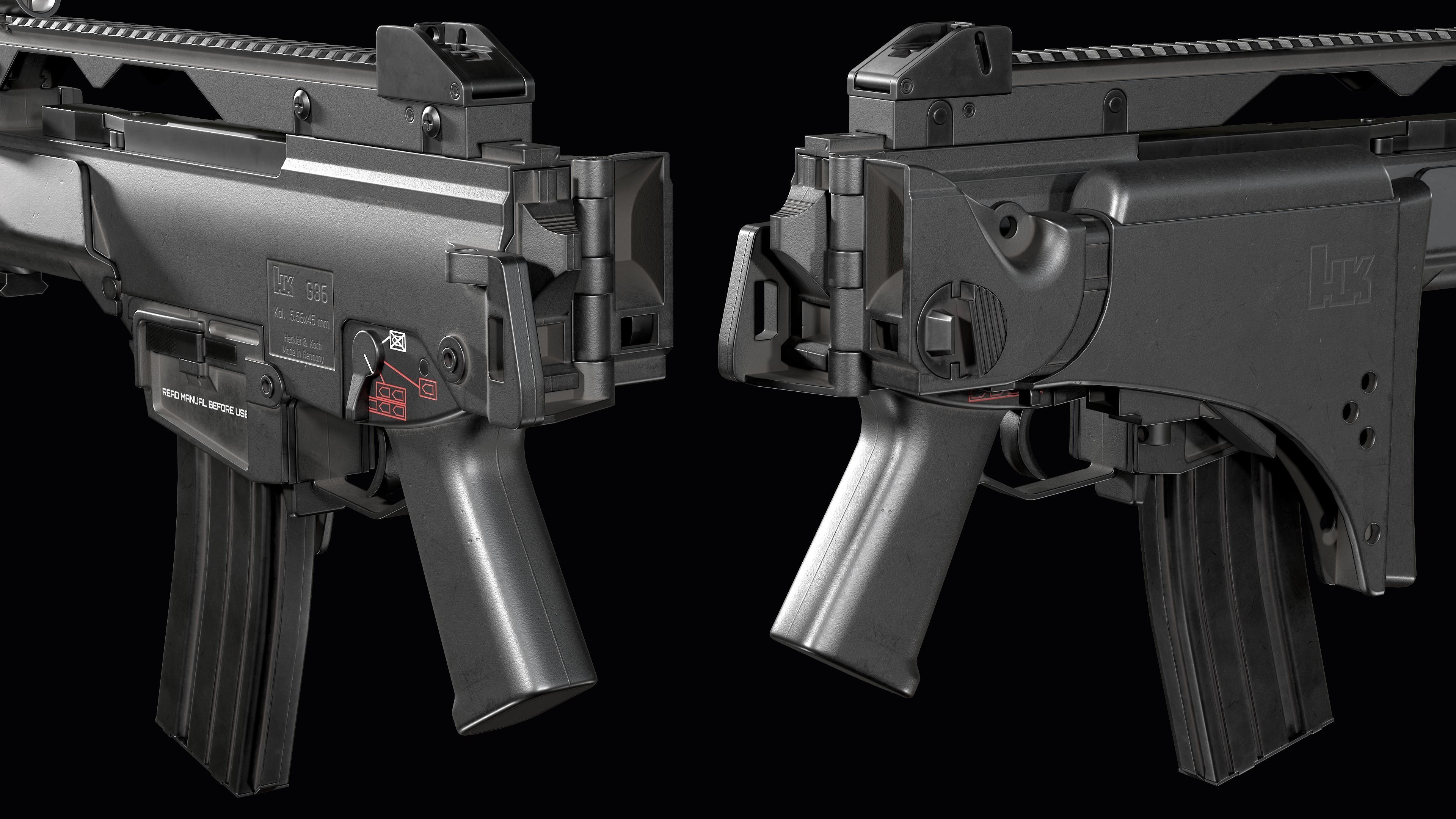 Fully modular assault rifle HK G36 G36E G36K G36KE G36C Low-poly 3D model_54