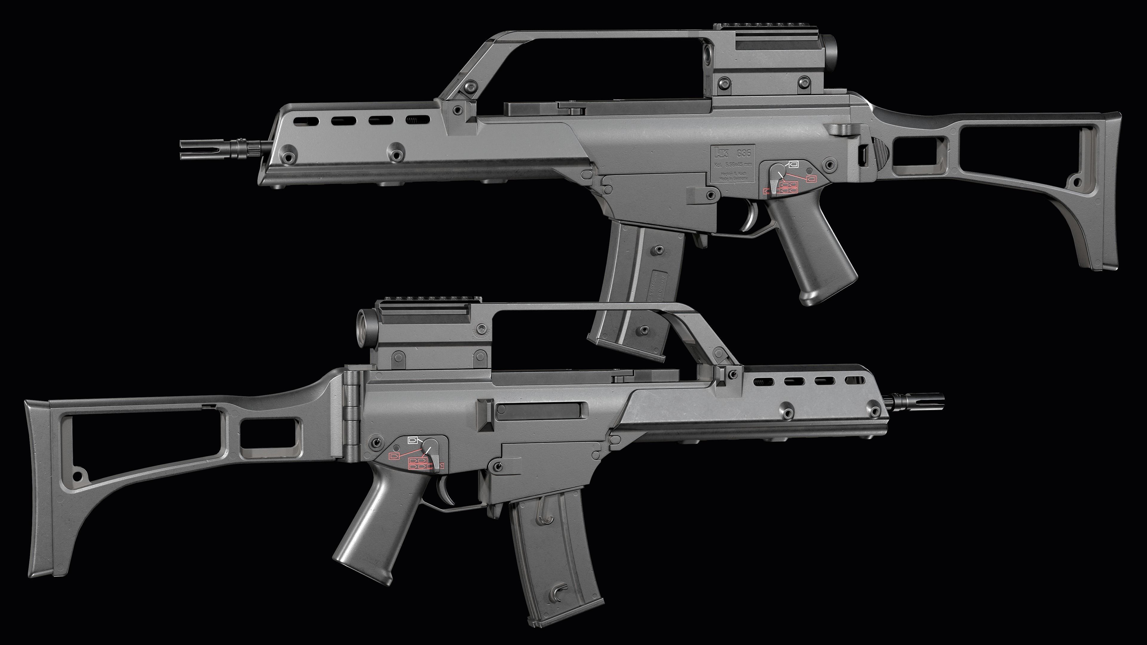 Fully modular assault rifle HK G36 G36E G36K G36KE G36C Low-poly 3D model_26