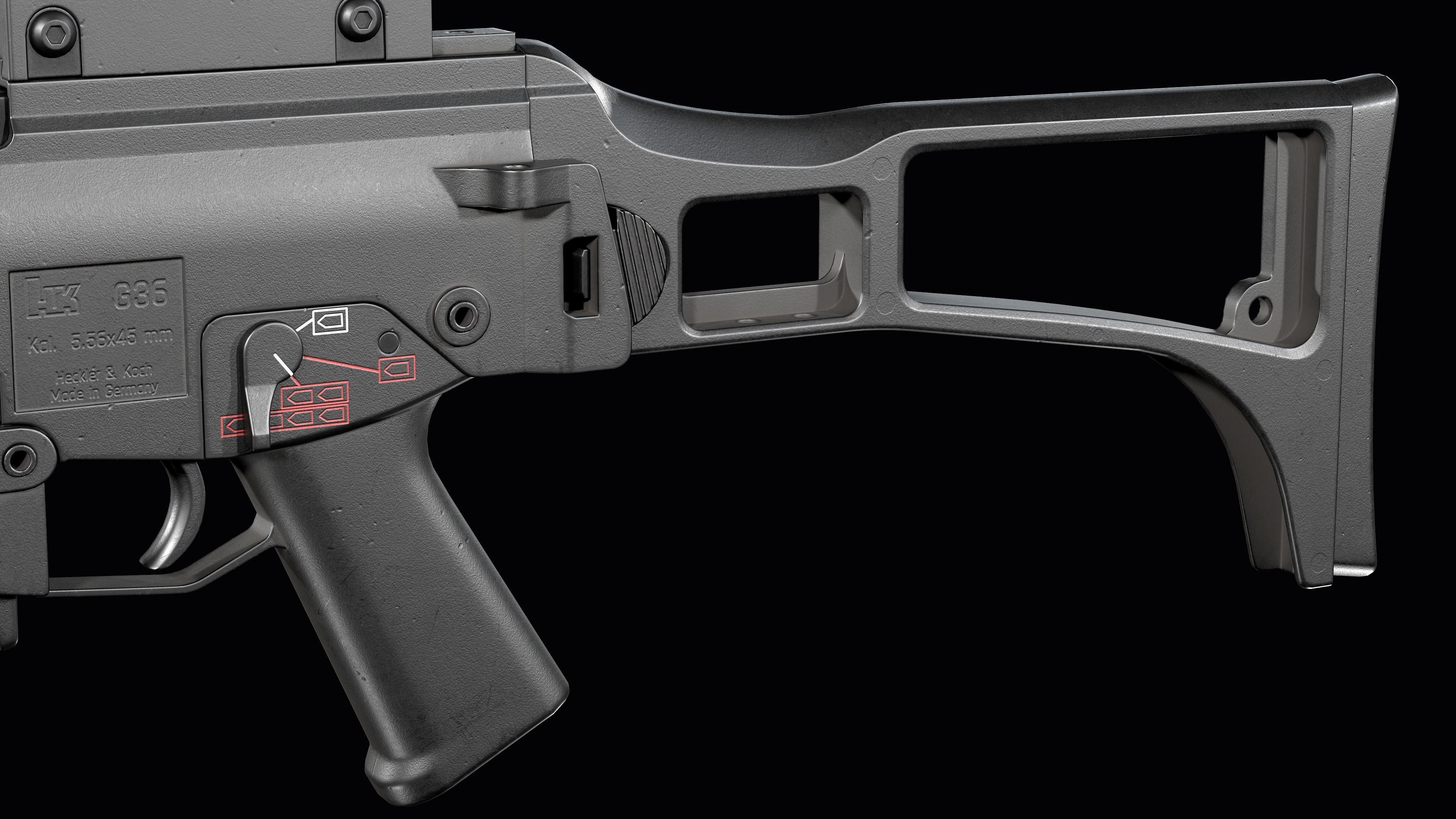 Fully modular assault rifle HK G36 G36E G36K G36KE G36C Low-poly 3D model_50