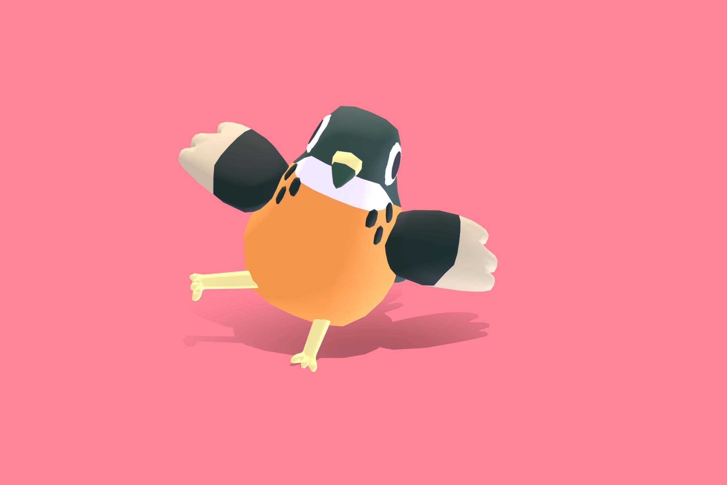 Quirky Series - Archers Buzzard Low-poly 3D model_9