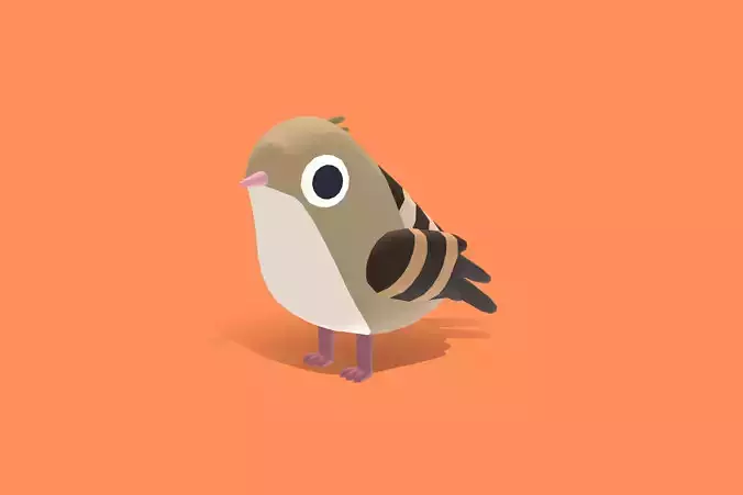 Quirky Series - Babbler Low-poly 3D model