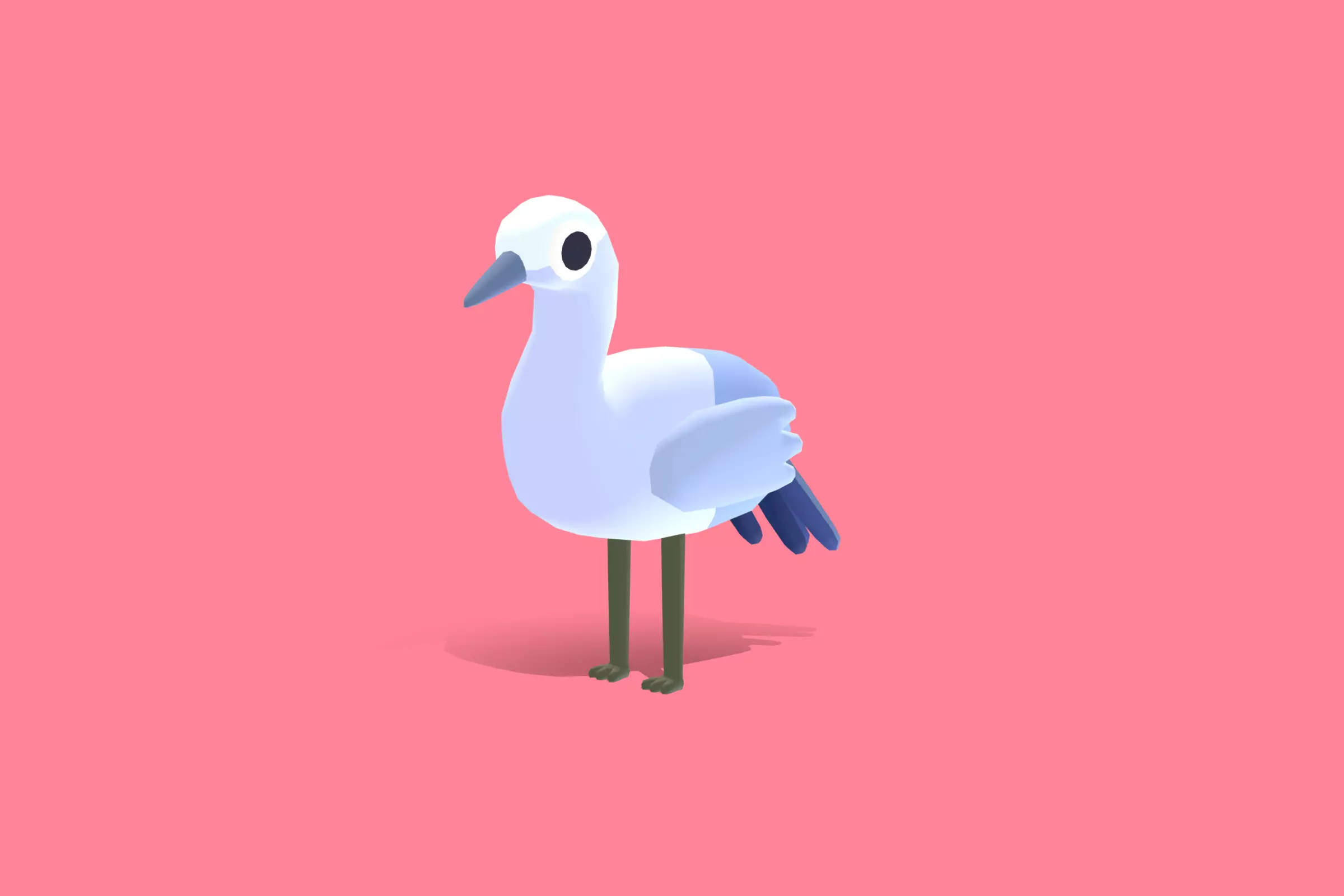 Quirky Series - Blue Crane Low-poly 3D model