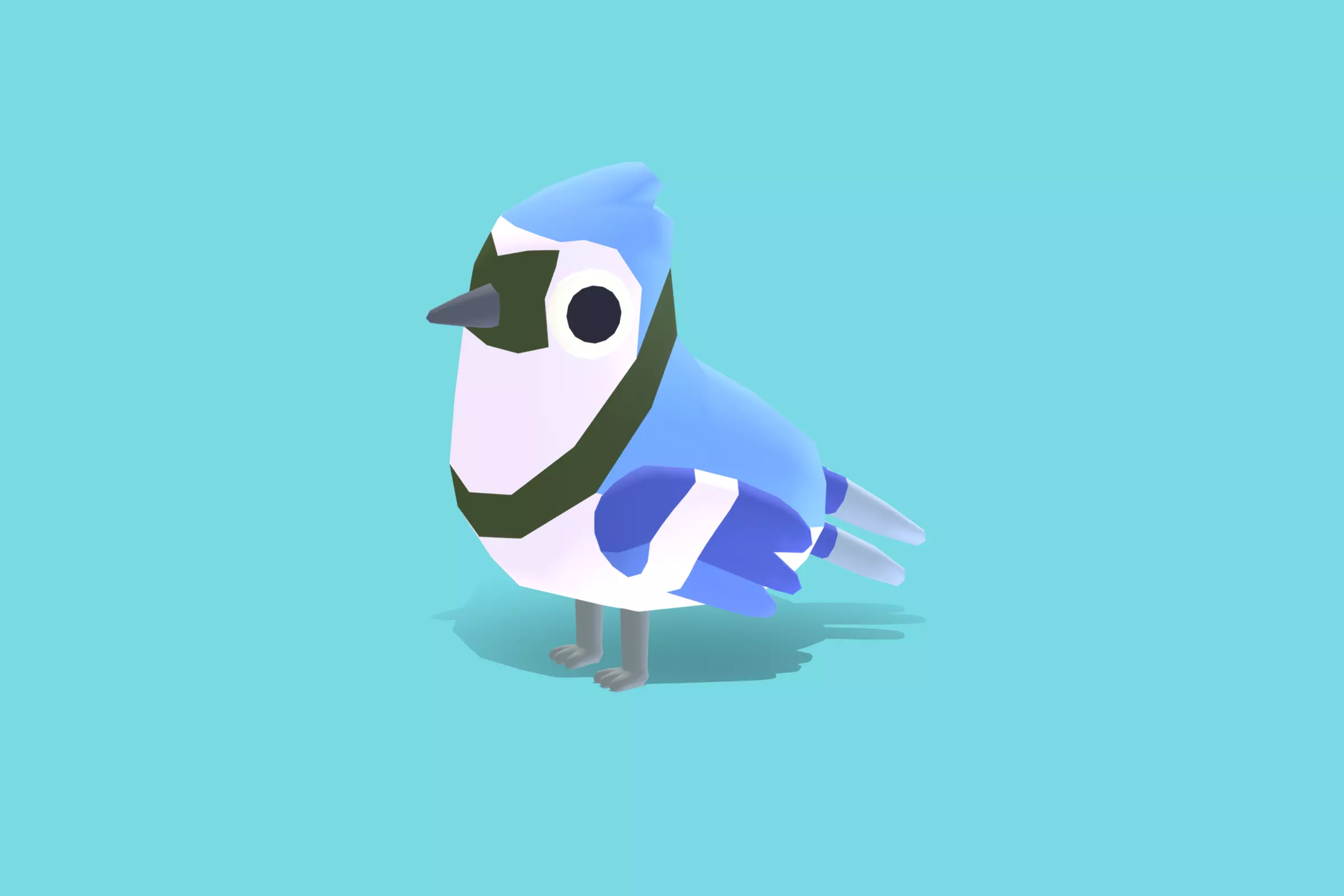 Quirky Series - Blue Jay Low-poly 3D model