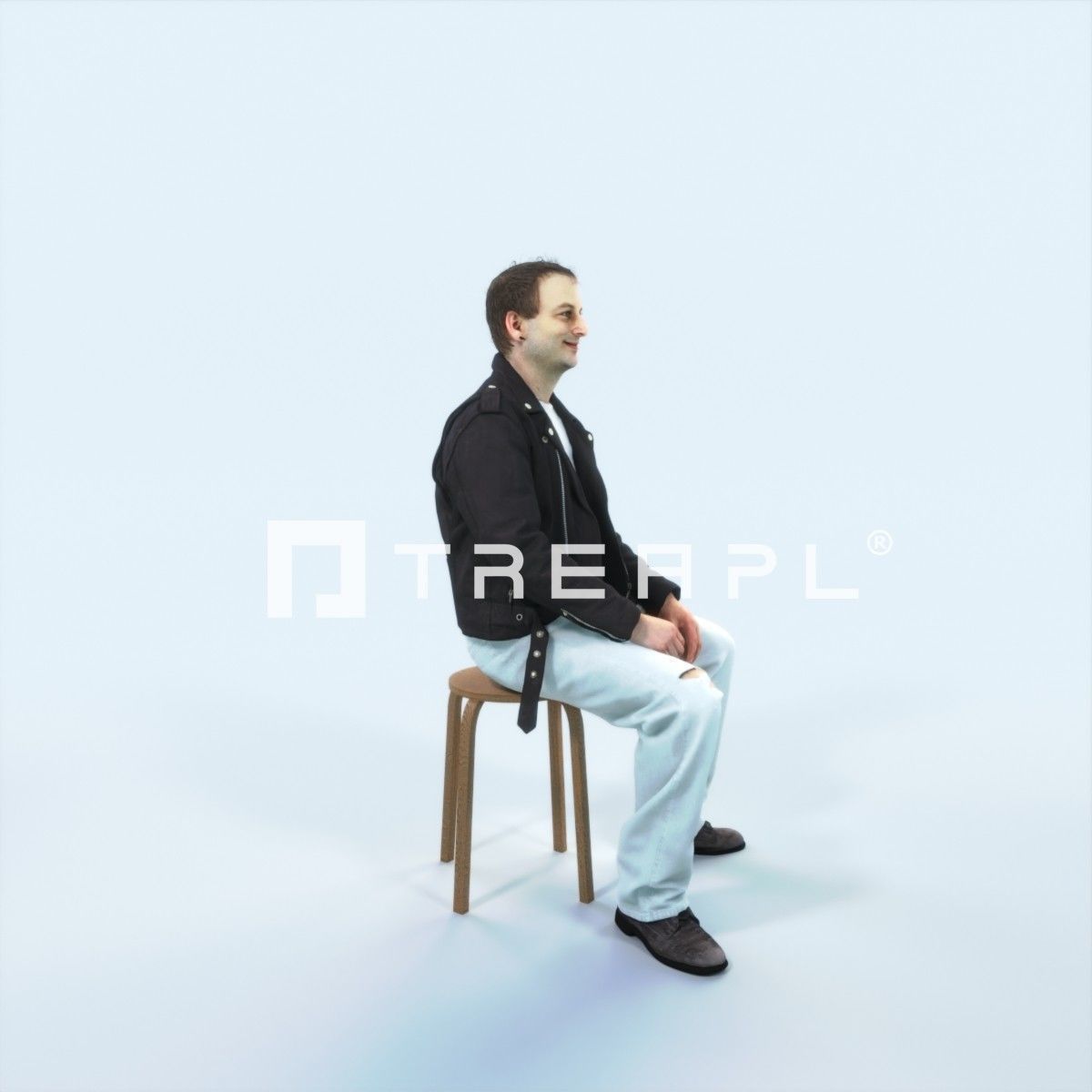 Victory 03M Listening Sitting Casual Man Low-poly 3D model_2