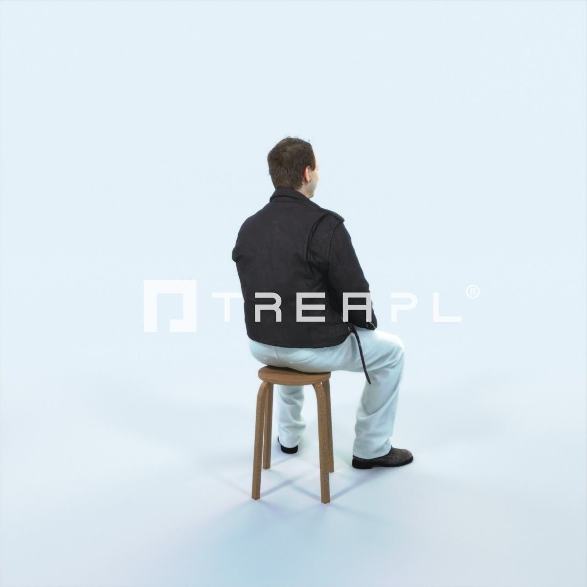 Victory 03M Listening Sitting Casual Man Low-poly 3D model_3